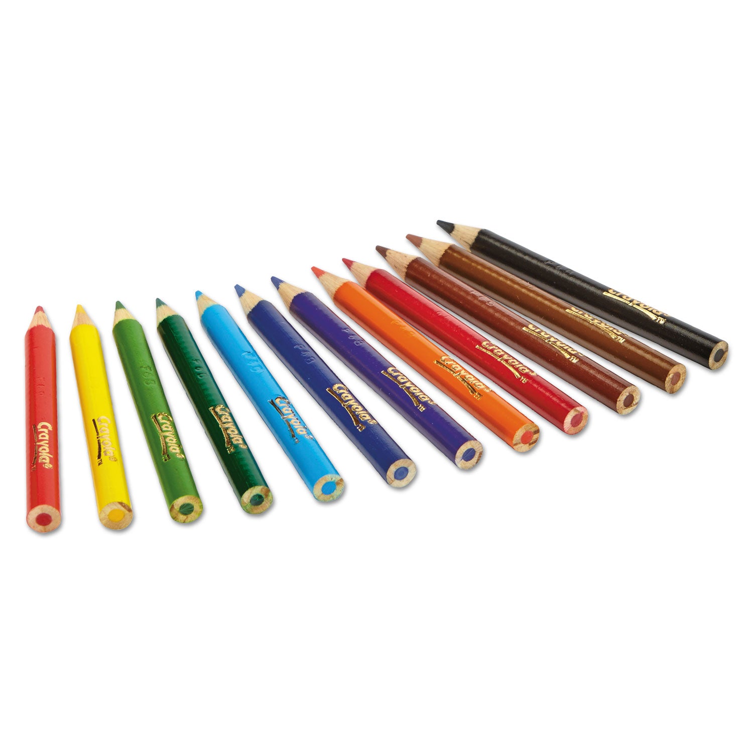 Short-Length Colored Pencil Set, 3.3 mm, 2B, Assorted Lead and Barrel Colors, Dozen - 