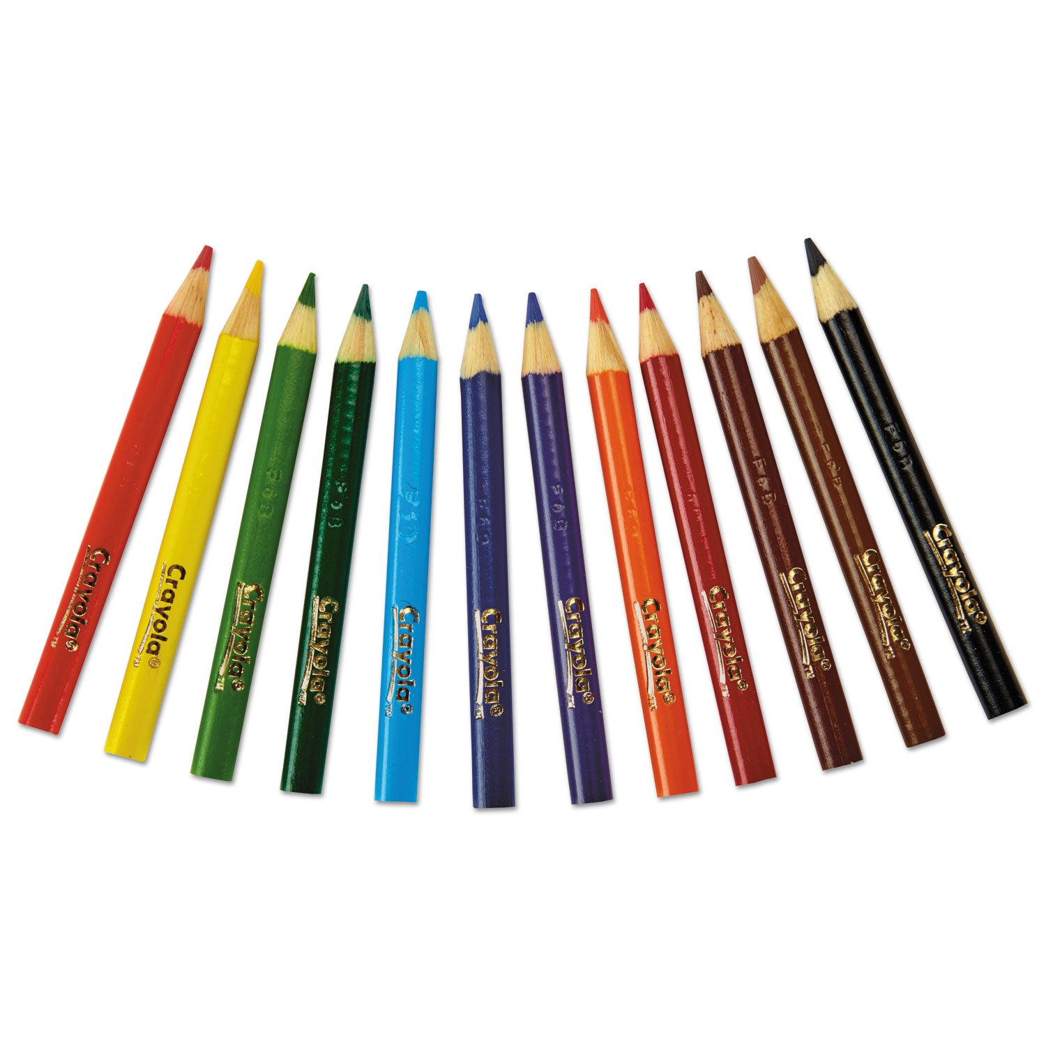 Short-Length Colored Pencil Set, 3.3 mm, 2B, Assorted Lead and Barrel Colors, Dozen - 