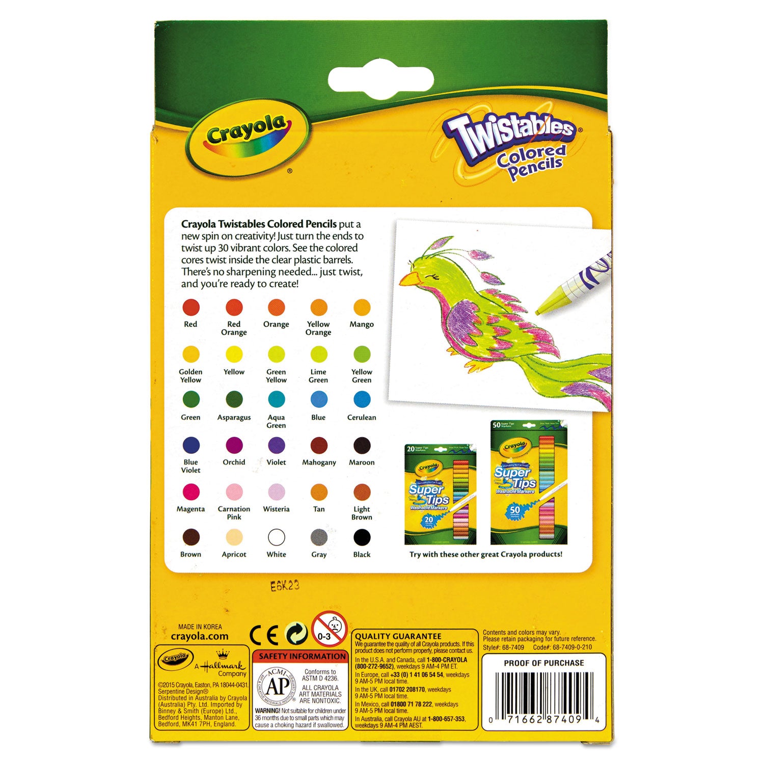 Twistables Colored Pencils, 2 mm, 2B, Assorted Lead and Barrel Colors, 30/Pack