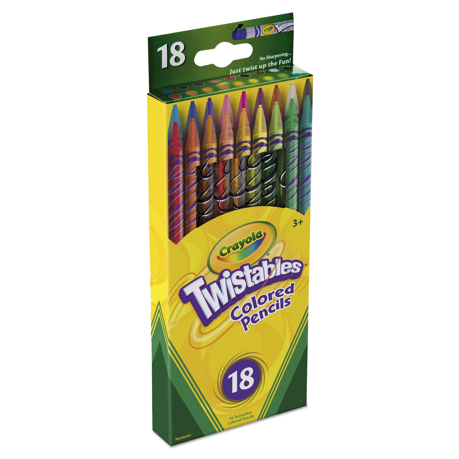 Twistables Colored Pencils, 2 mm, 2B, Assorted Lead and Barrel Colors, 18/Pack