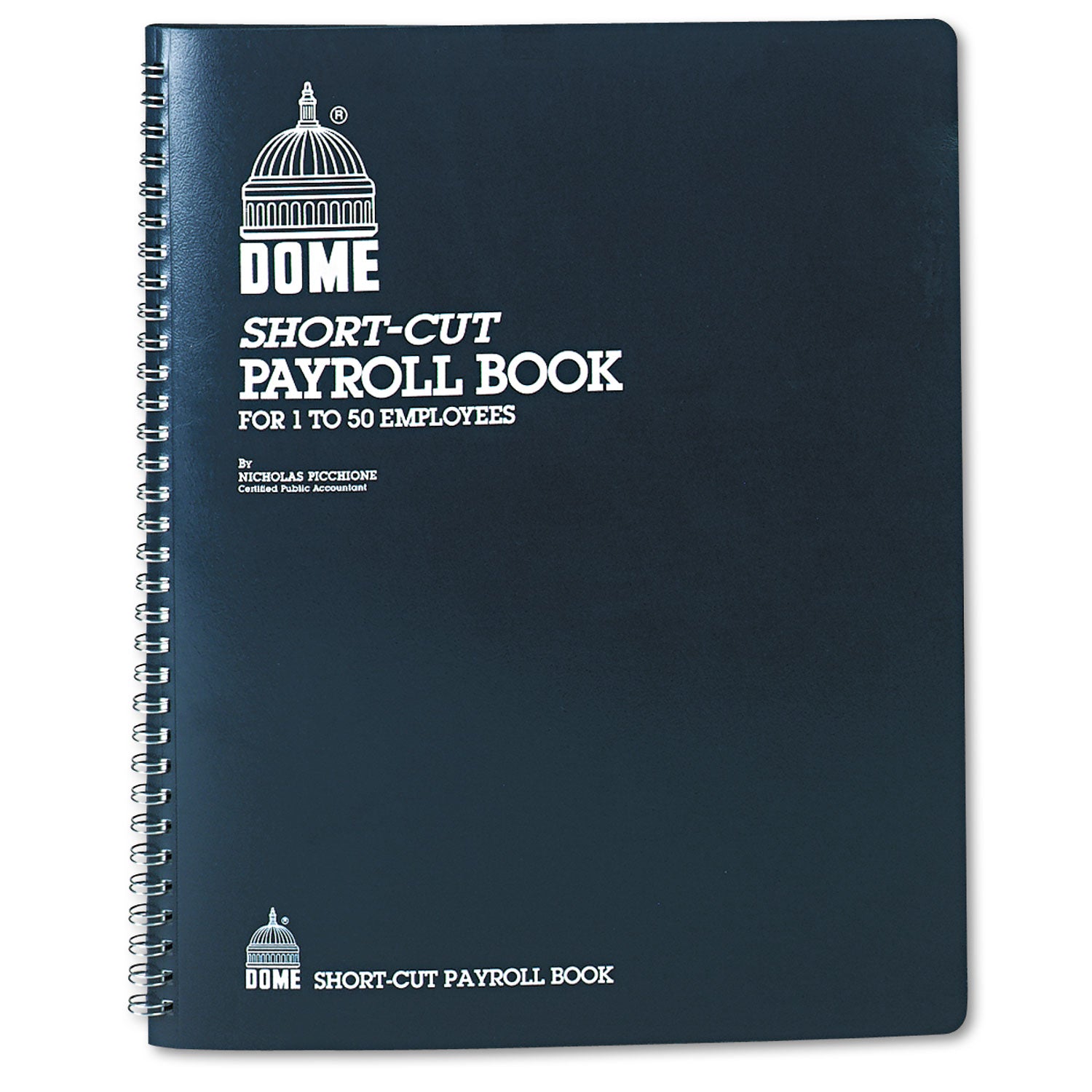 Single Entry Monthly Payroll (50 Employee) Record, Double-Page 7-Column Format, Blue Cover, 11 x 8.5 Sheets, 128 Sheets/Book - 