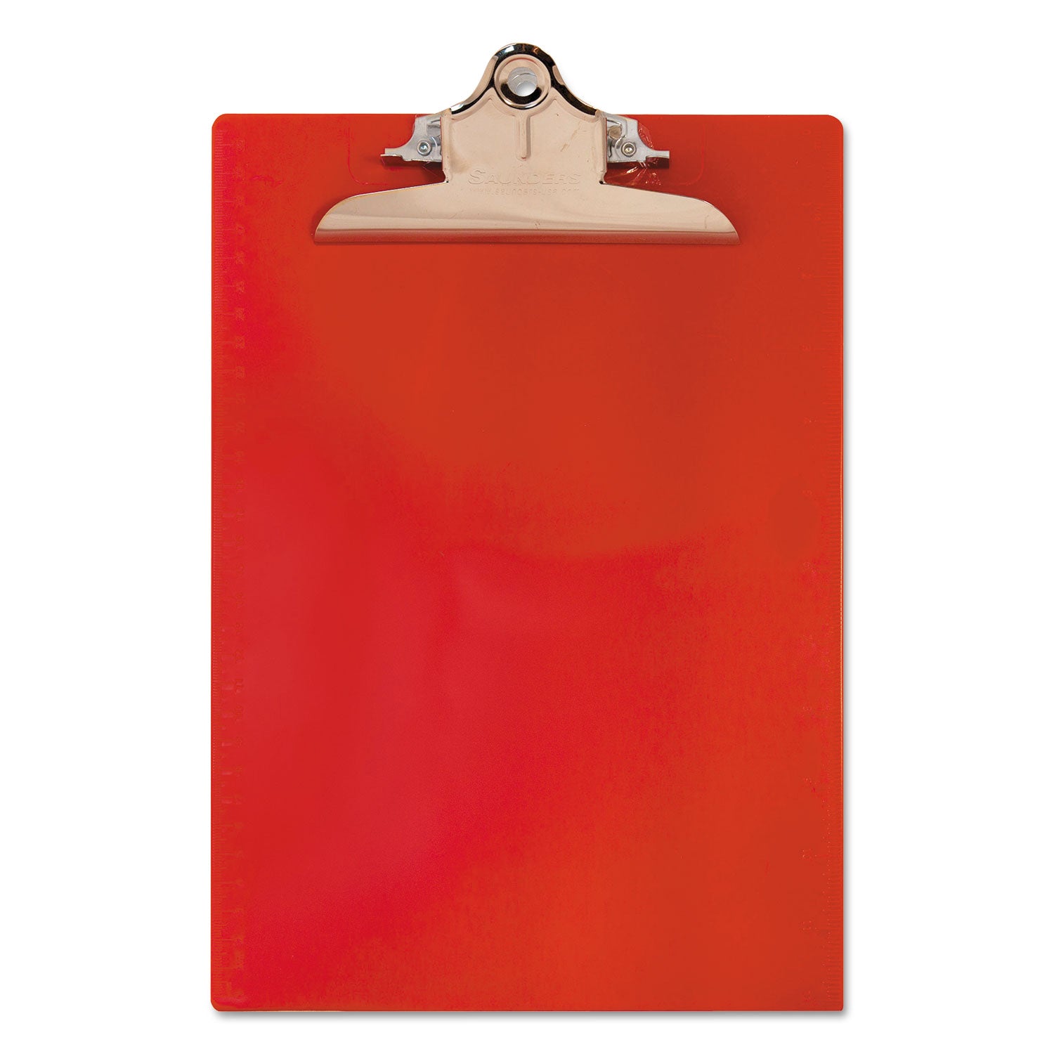 Recycled Plastic Clipboard with Ruler Edge, 1" Clip Capacity, Holds 8.5 x 11 Sheets, Red - 