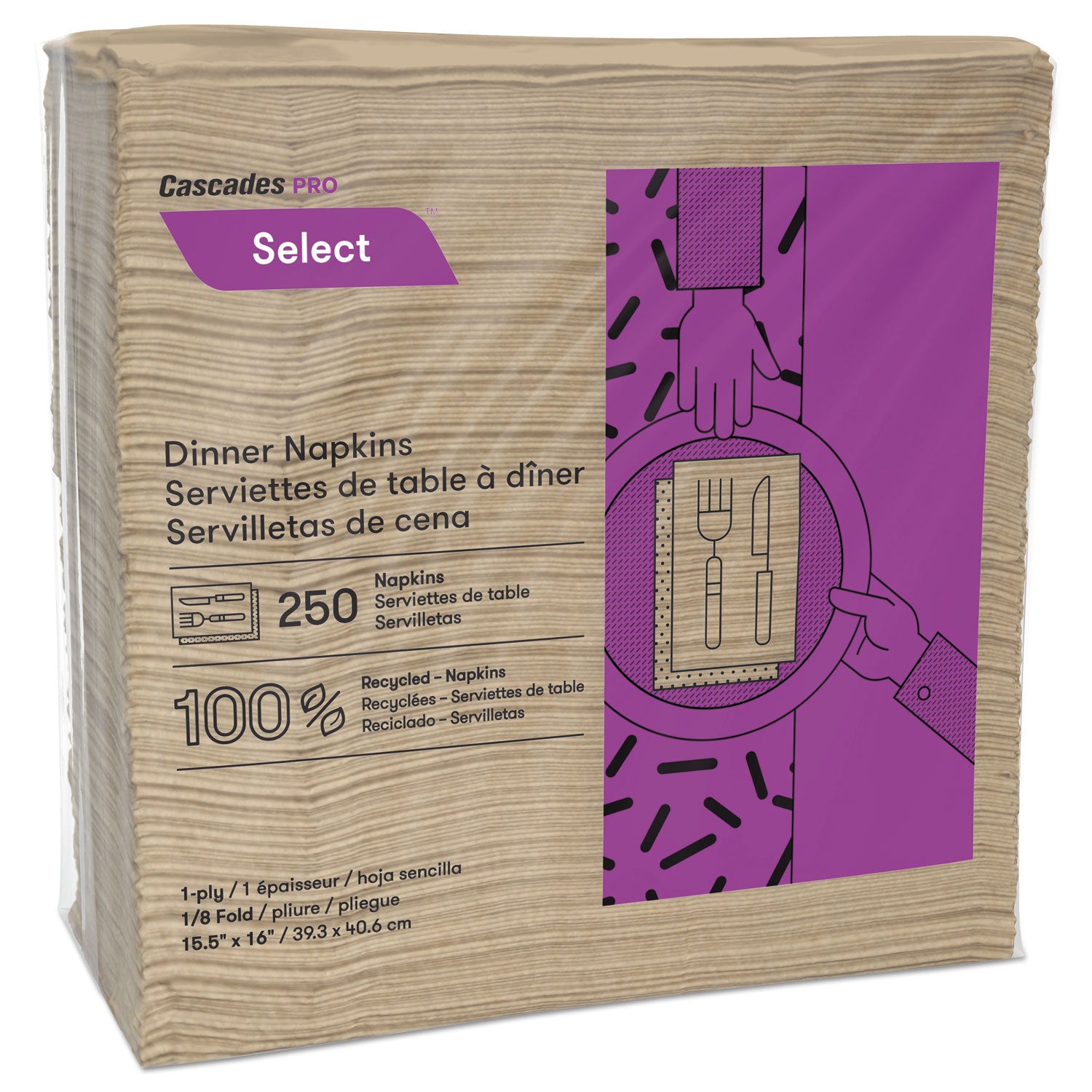 select-dinner-napkins-1-ply-16-x-155-natural-250-pack-12-packs-carton_csdn055 - 1