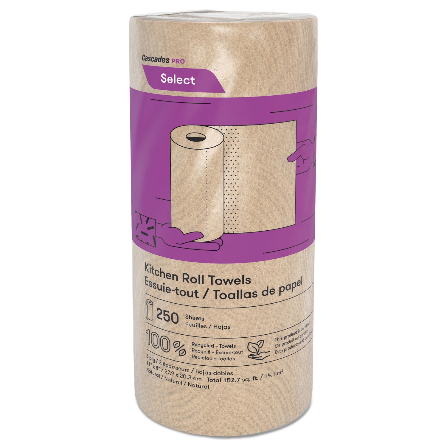 select-kitchen-roll-towels-2-ply-11-x-1666-ft-natural-250-roll-12-carton_csdk251 - 1