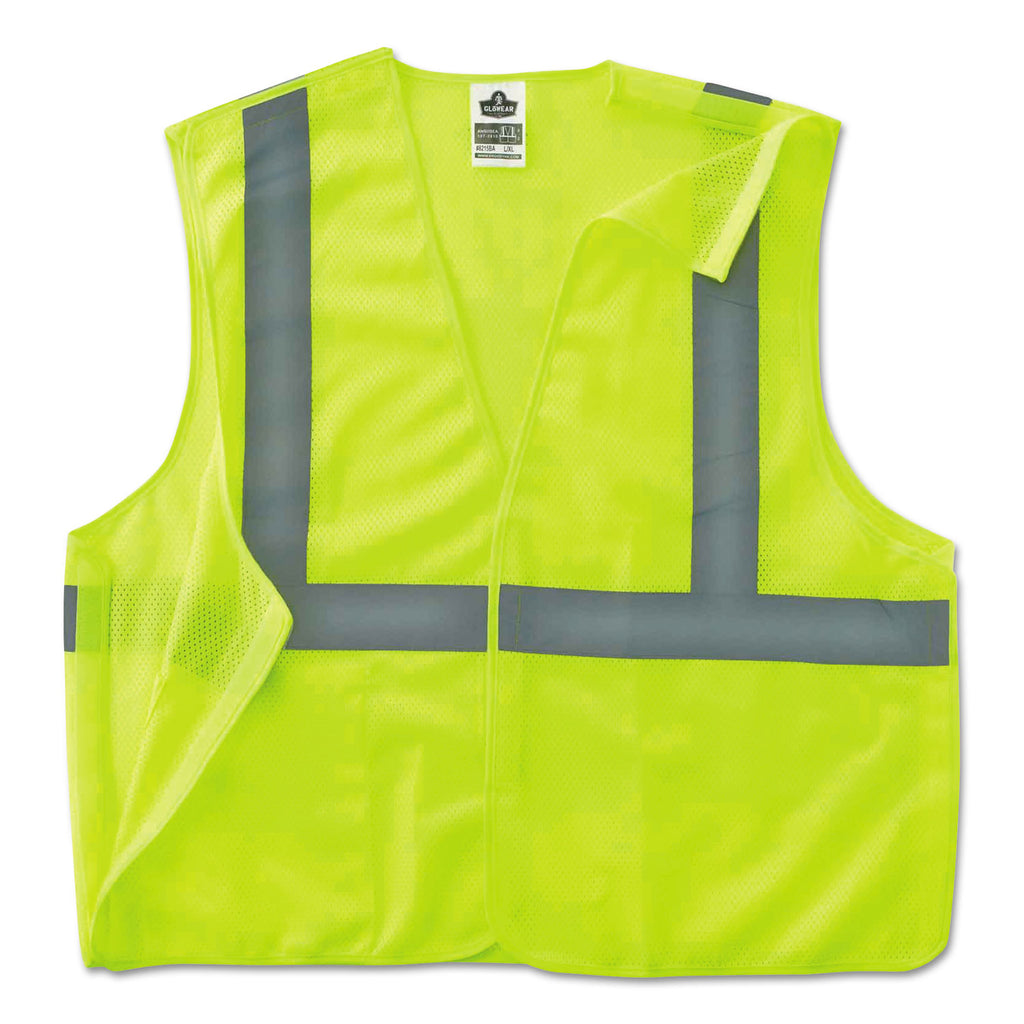 GloWear 8215BA Type R Class 2 Econo Breakaway Mesh Safety Vest, 4X-Large to 5X-Large, Lime, Ships in 1-3 Business Days