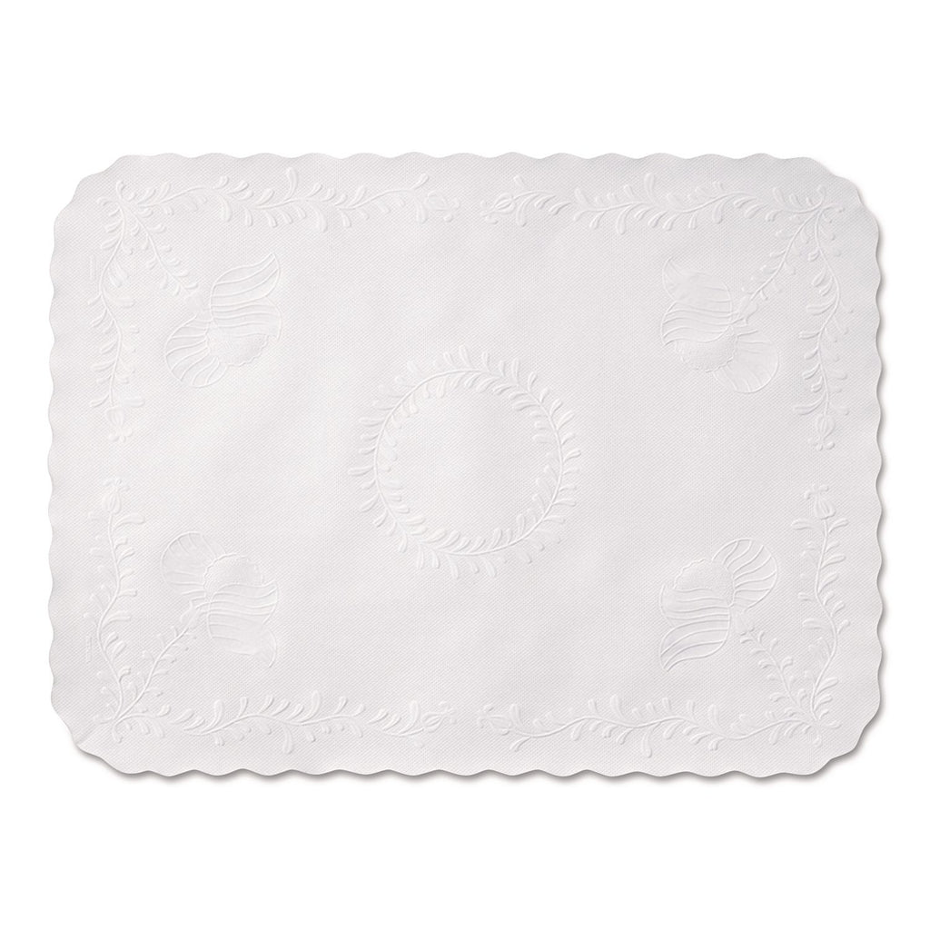Anniversary Embossed Scalloped Edge Tray Mat, 14 x 19, White, 1,000/Carton