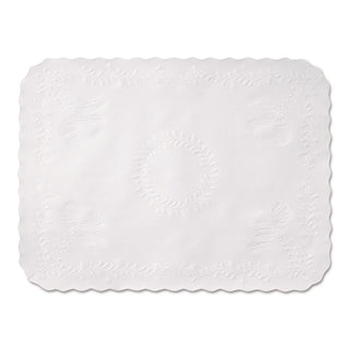 Anniversary Embossed Scalloped Edge Tray Mat, 14 x 19, White, 1,000/Carton