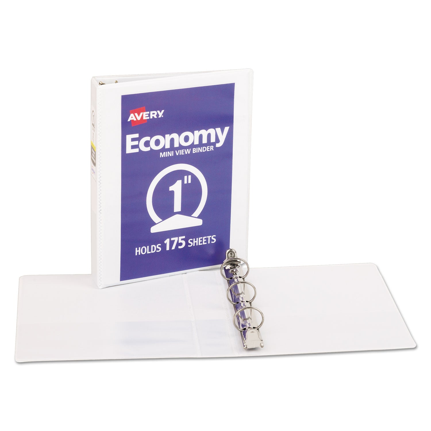 Economy View Binder with Round Rings , 3 Rings, 1" Capacity, 8.5 x 5.5, White, (5806) - 