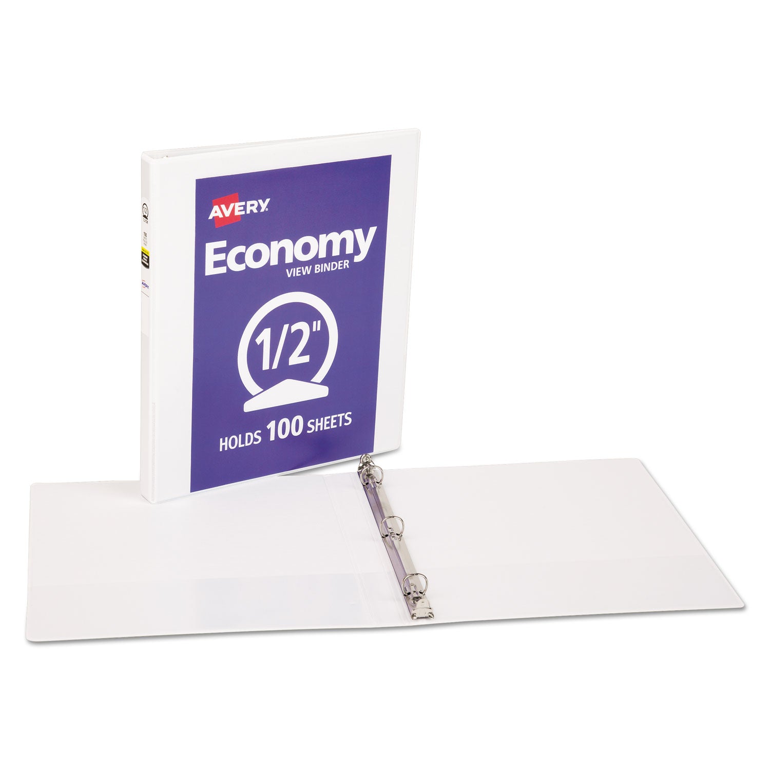 Economy View Binder with Round Rings , 3 Rings, 0.5" Capacity, 11 x 8.5, White, (5706) - 