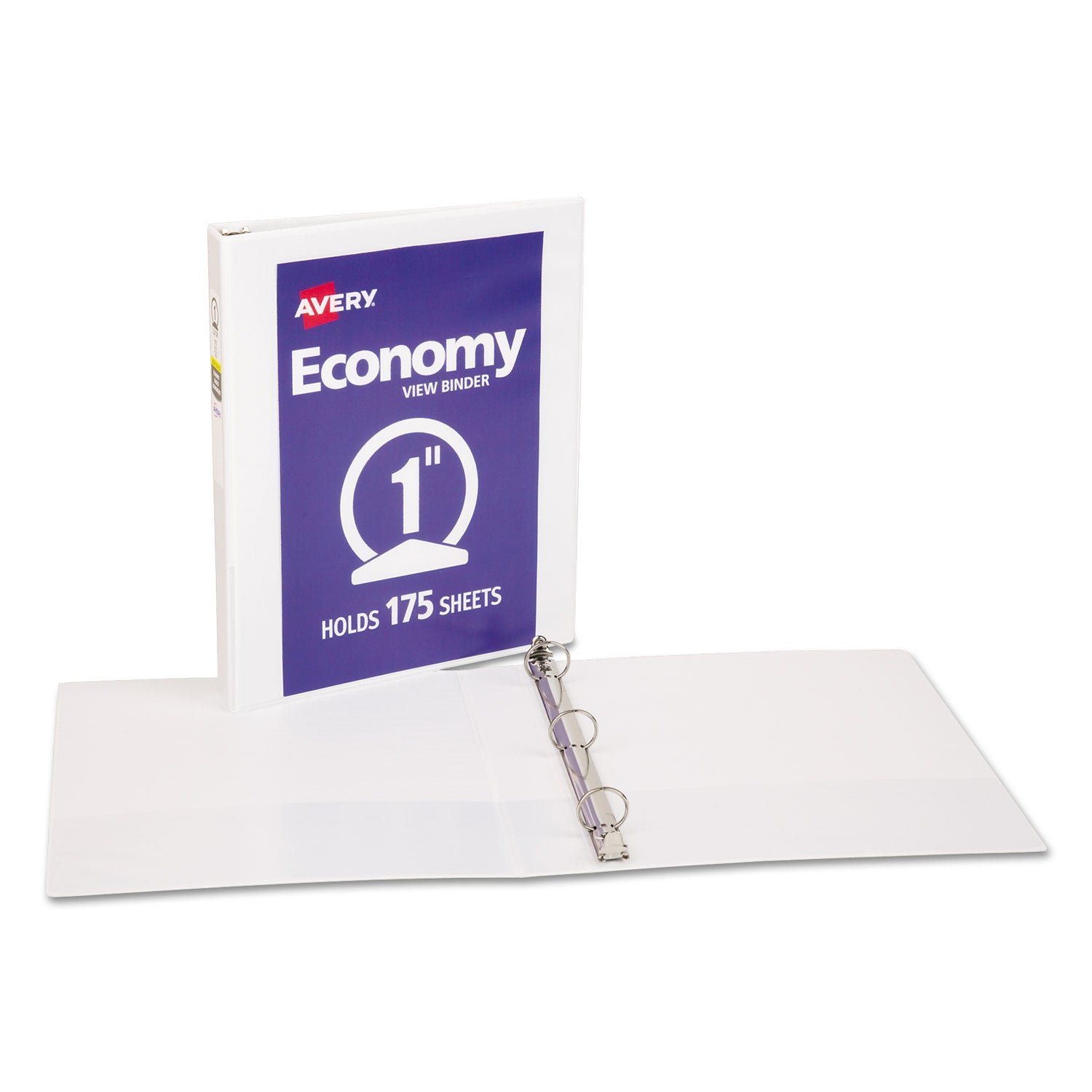 Economy View Binder with Round Rings , 3 Rings, 1" Capacity, 11 x 8.5, White, (5711) - 