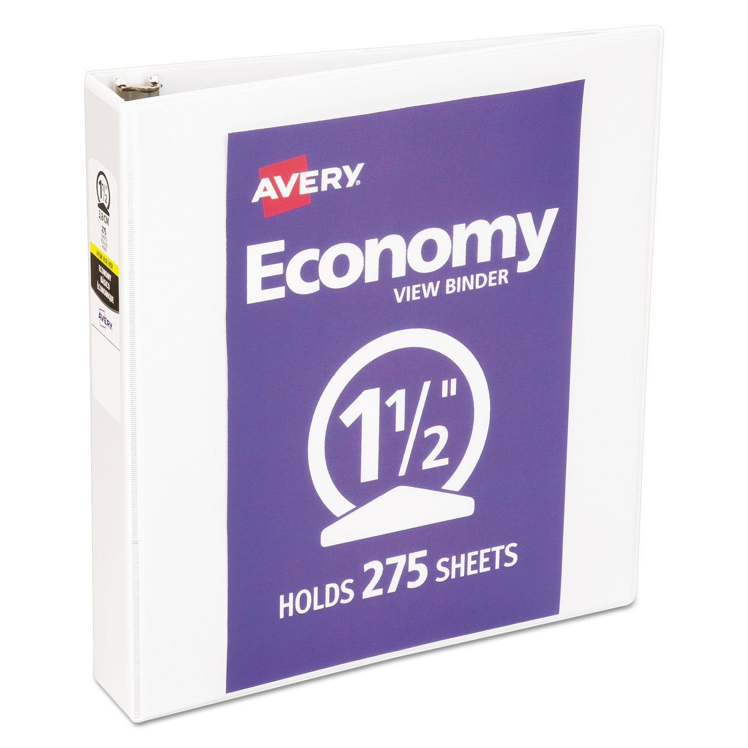 Economy View Binder with Round Rings , 3 Rings, 1.5" Capacity, 11 x 8.5, White, (5726) - 