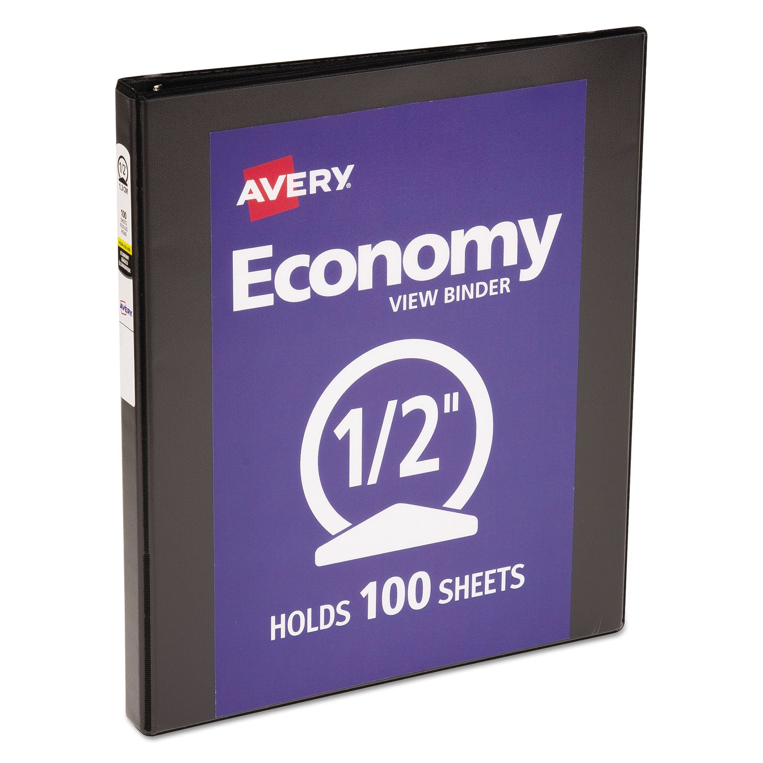 Economy View Binder with Round Rings , 3 Rings, 0.5" Capacity, 11 x 8.5, Black, (5705) - 