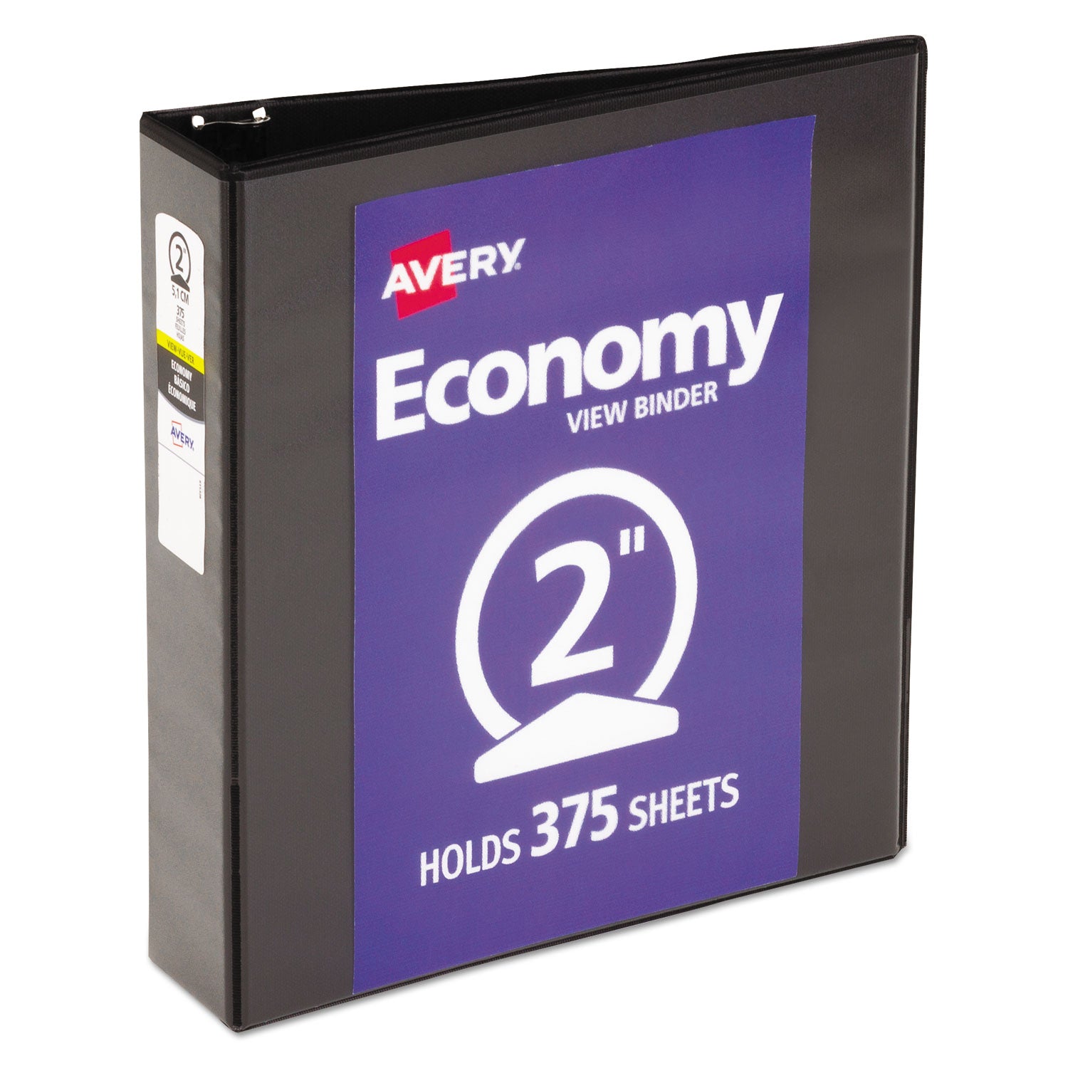 Economy View Binder with Round Rings , 3 Rings, 2" Capacity, 11 x 8.5, Black, (5730) - 