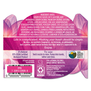 Natural Hand Wash, Lavender Flower and Mint, 12 oz Pump Bottle, 8/Carton