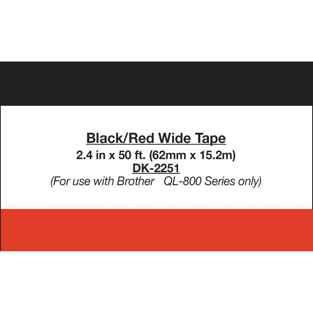 Continuous Paper Label Tape, 2.4" x 50 ft, Black/White