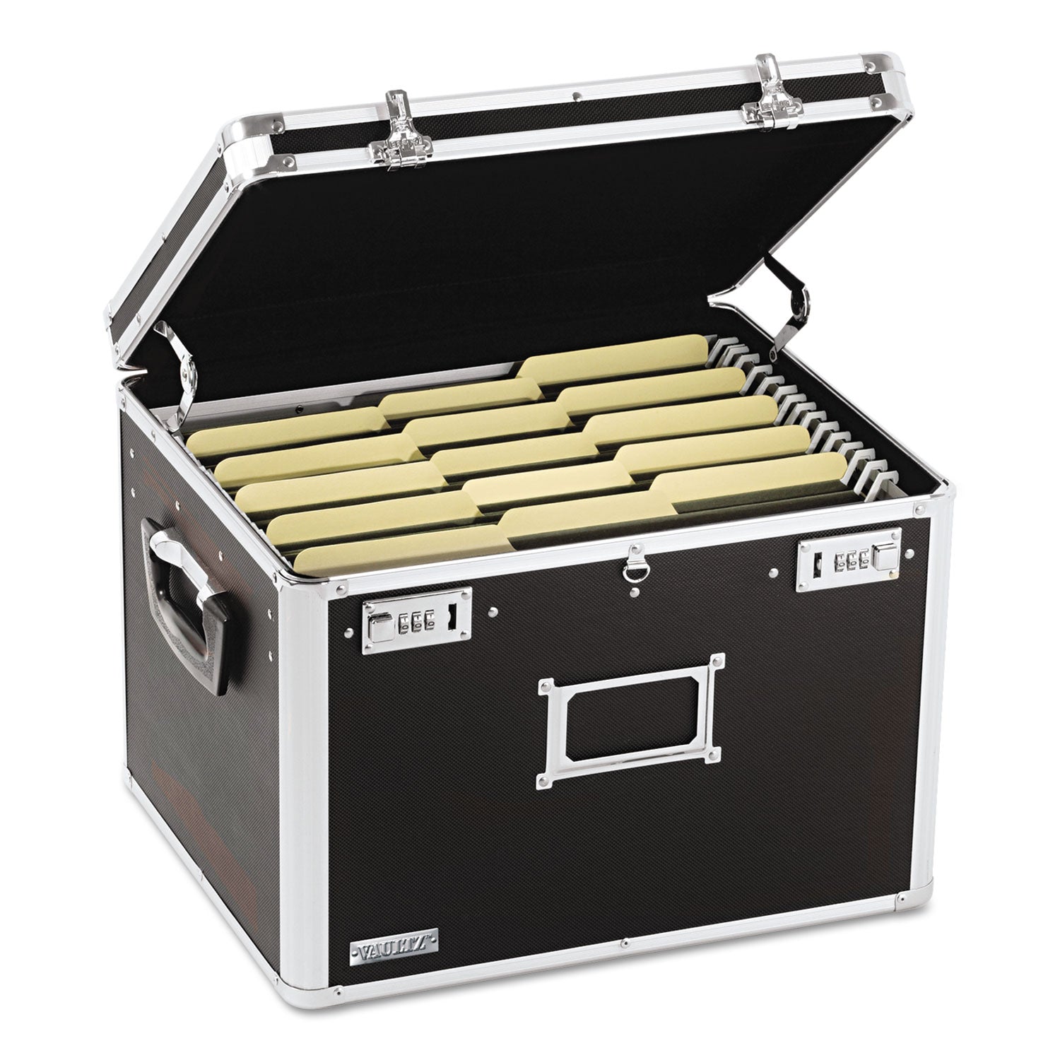 Locking File Chest with Adjustable File Rails, Letter/Legal Files, 17.5" x 14" x 12.5", Black - 