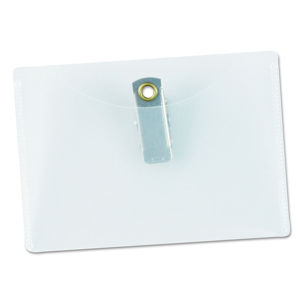 Clear Badge Holders w/Garment-Safe Clips, 2 1/4 x 3 1/2, White Inserts, 50/Box