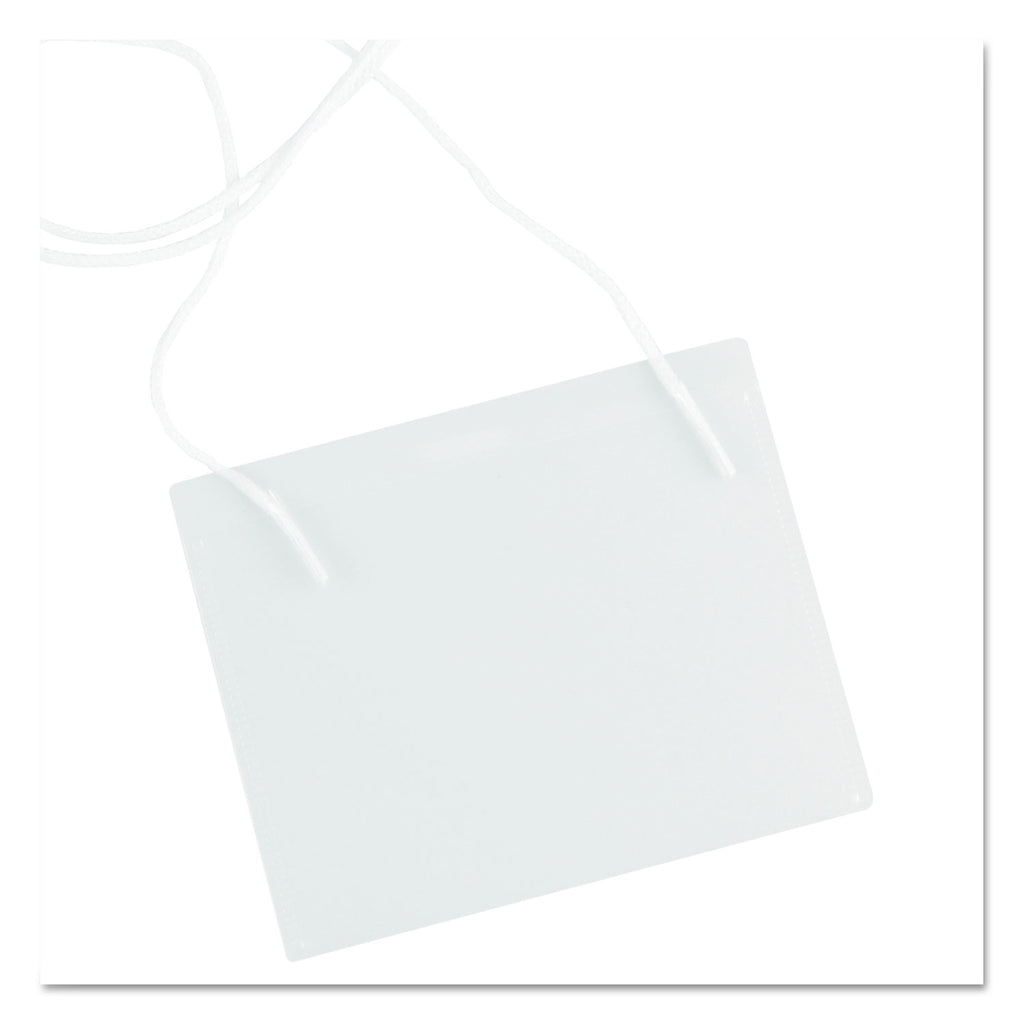 Clear Badge Holders w/Neck Lanyards, 3 x 4, White Inserts, 100/Box
