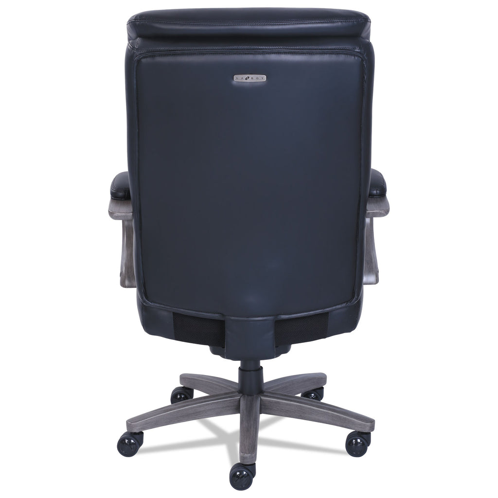 Woodbury Big/Tall Executive Chair, Supports Up to 400 lb, 20.25" to 23.25" Seat Height, Black Seat/Back, Weathered Gray Base