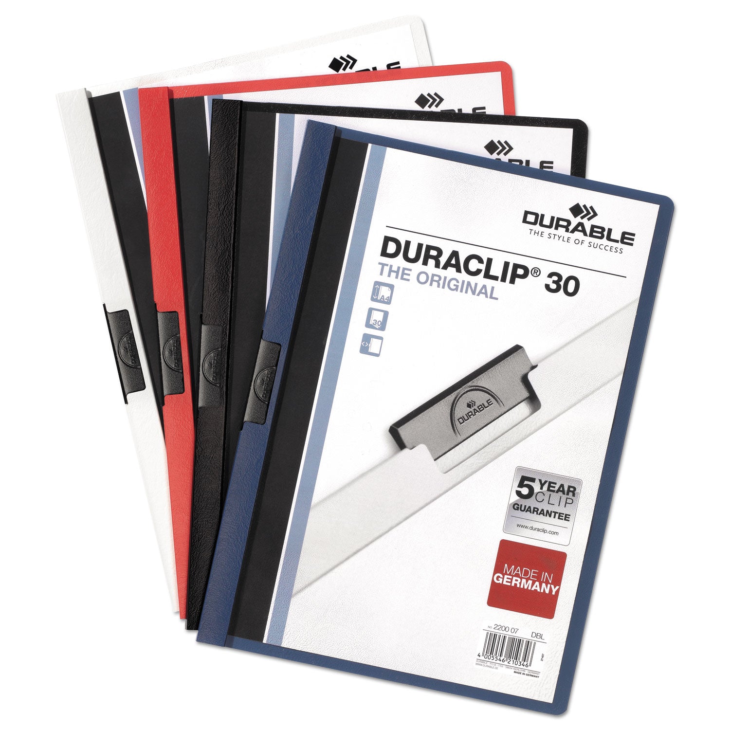 DuraClip Report Cover, Clip Fastener, 8.5 x 11, Clear/Graphite, 25/Box - 