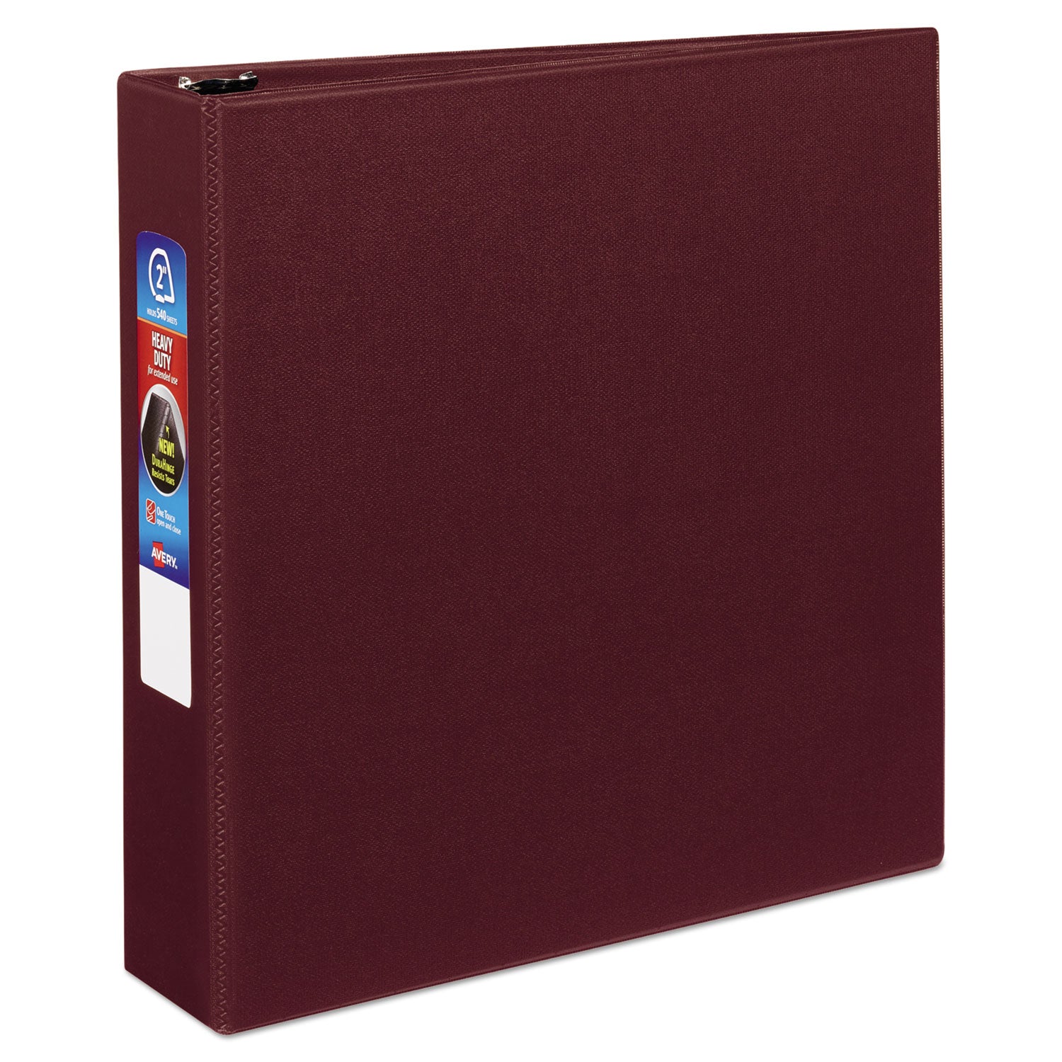 Heavy-Duty Non-View Binder with DuraHinge and One Touch EZD Rings, 3 Rings, 2" Capacity, 11 x 8.5, Maroon - 