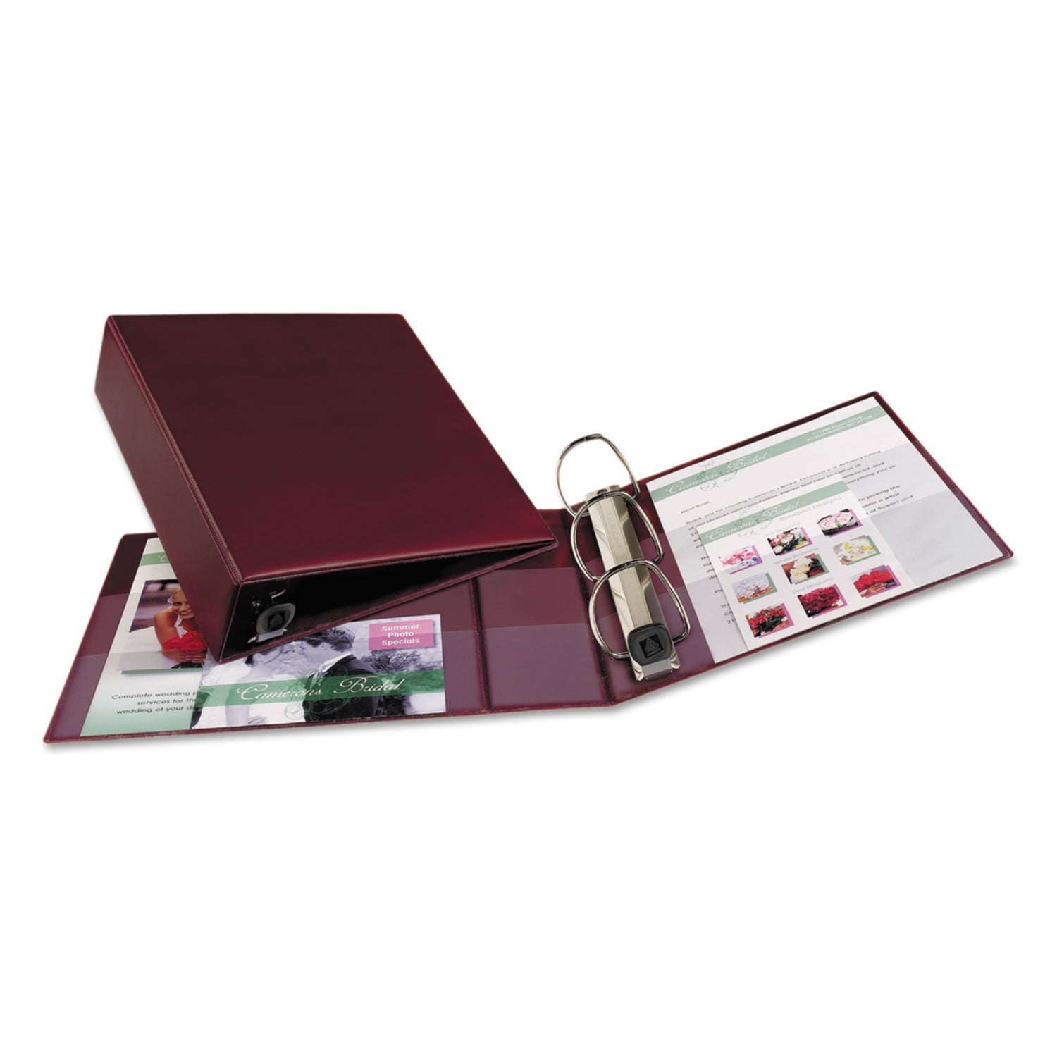 Heavy-Duty Non-View Binder with DuraHinge and Locking One Touch EZD Rings, 3 Rings, 3" Capacity, 11 x 8.5, Maroon - 