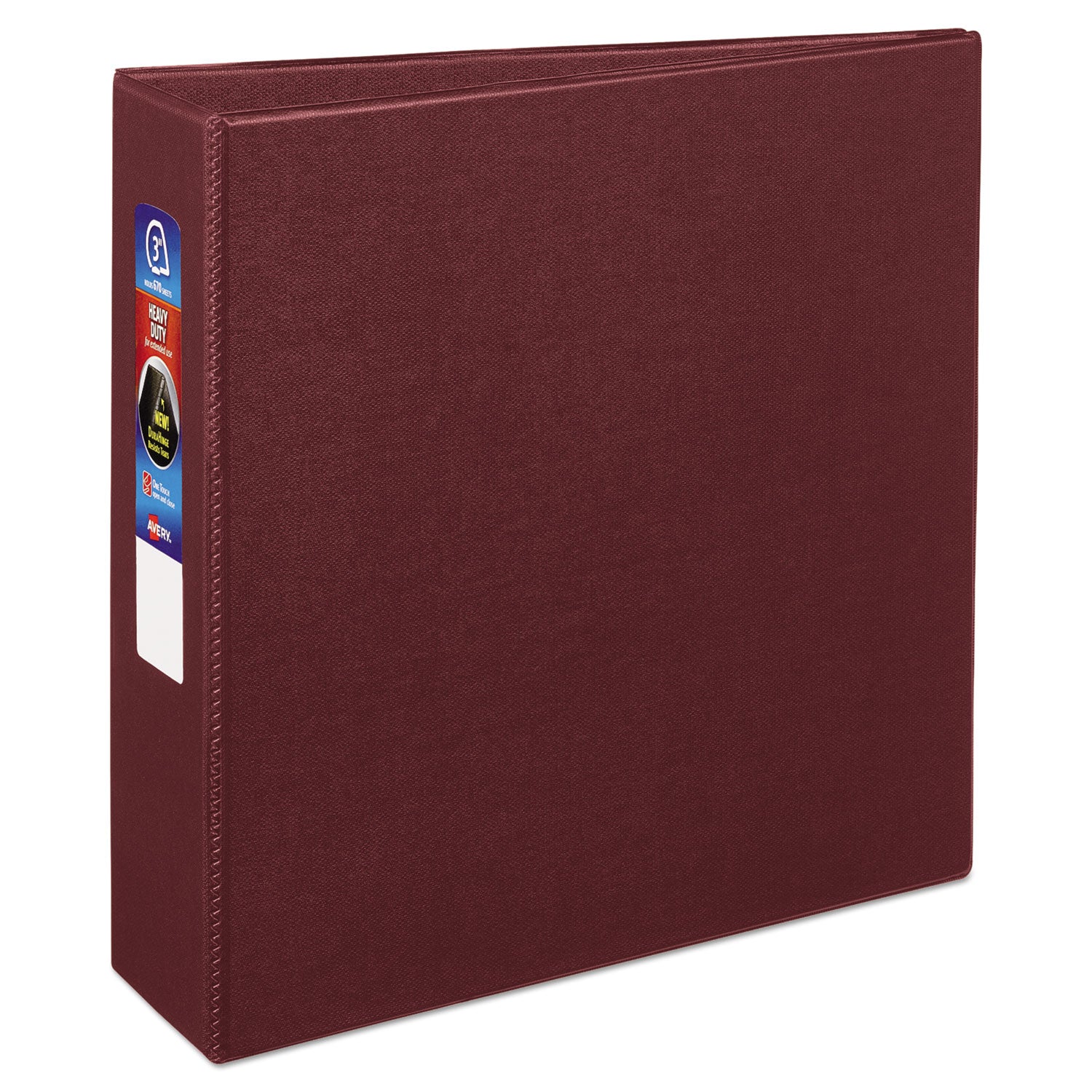 Heavy-Duty Non-View Binder with DuraHinge and Locking One Touch EZD Rings, 3 Rings, 3" Capacity, 11 x 8.5, Maroon - 