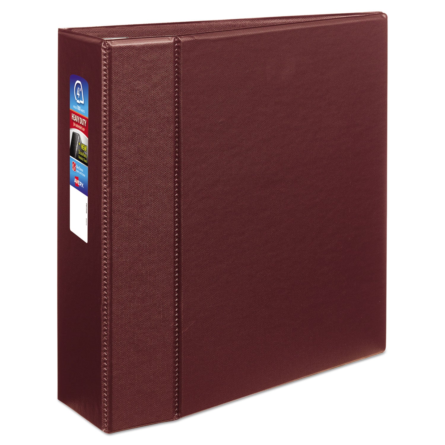 Heavy-Duty Non-View Binder with DuraHinge and Locking One Touch EZD Rings, 3 Rings, 4" Capacity, 11 x 8.5, Maroon - 