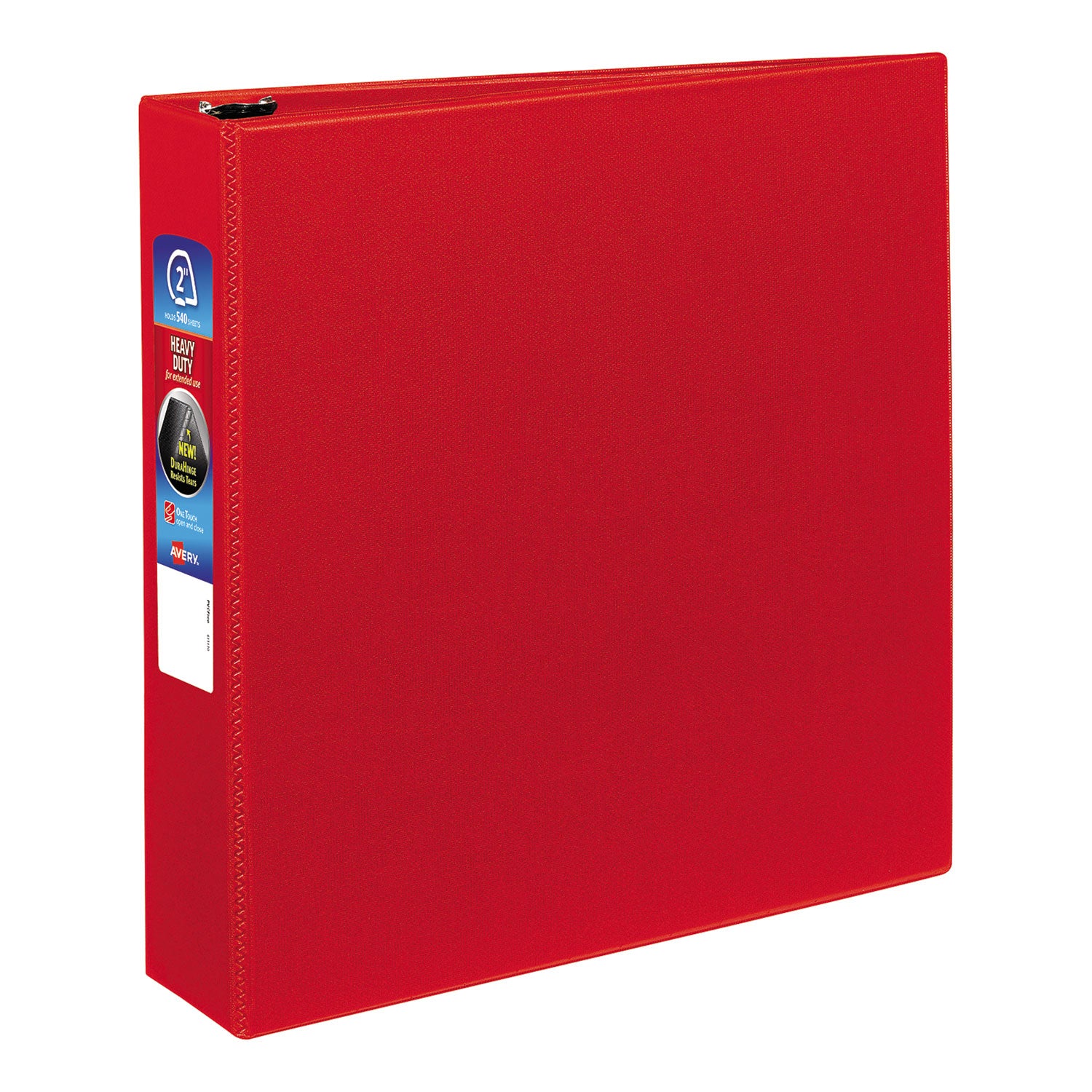Heavy-Duty Non-View Binder with DuraHinge and One Touch EZD Rings, 3 Rings, 2" Capacity, 11 x 8.5, Red - 