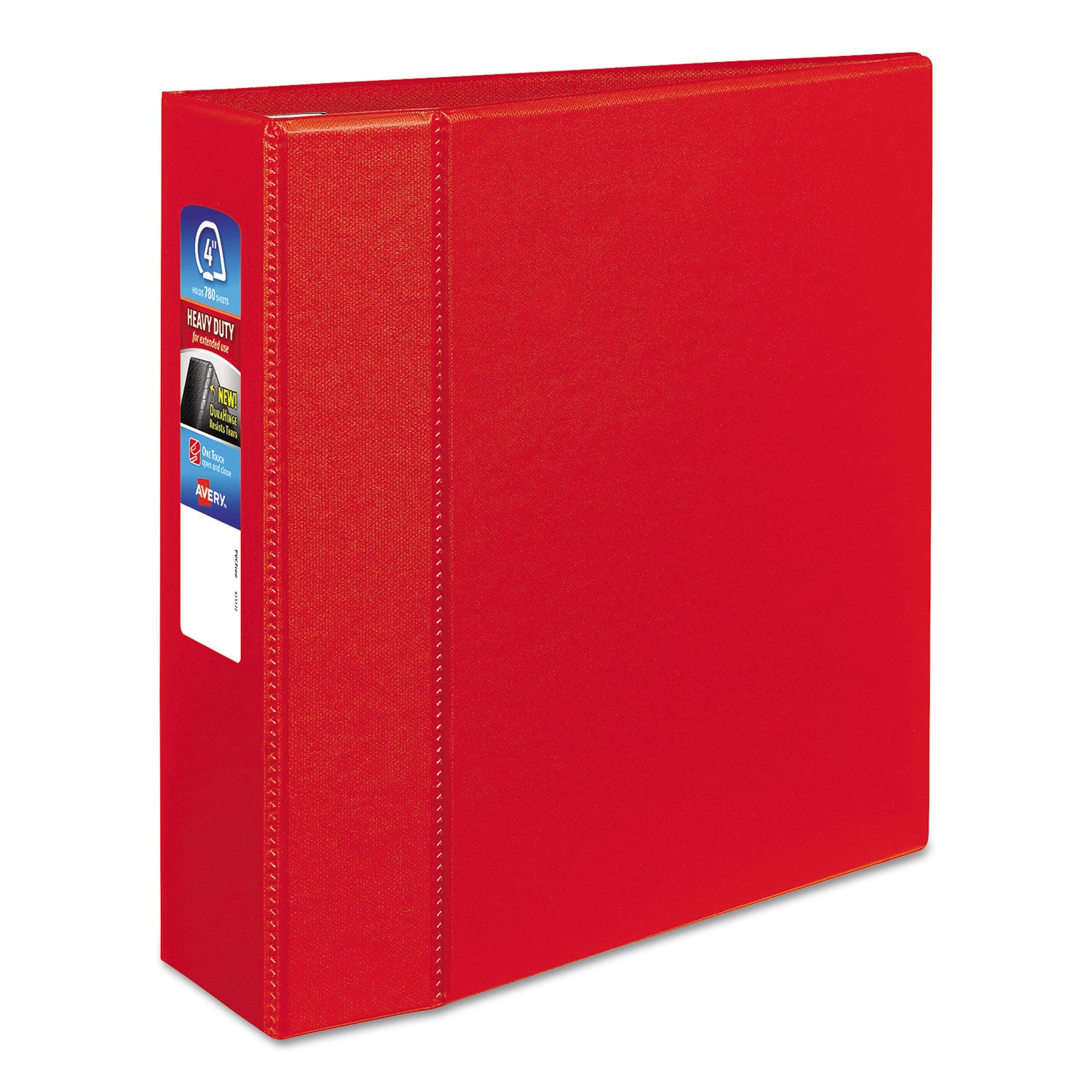 Heavy-Duty Non-View Binder with DuraHinge and Locking One Touch EZD Rings, 3 Rings, 4" Capacity, 11 x 8.5, Red - 