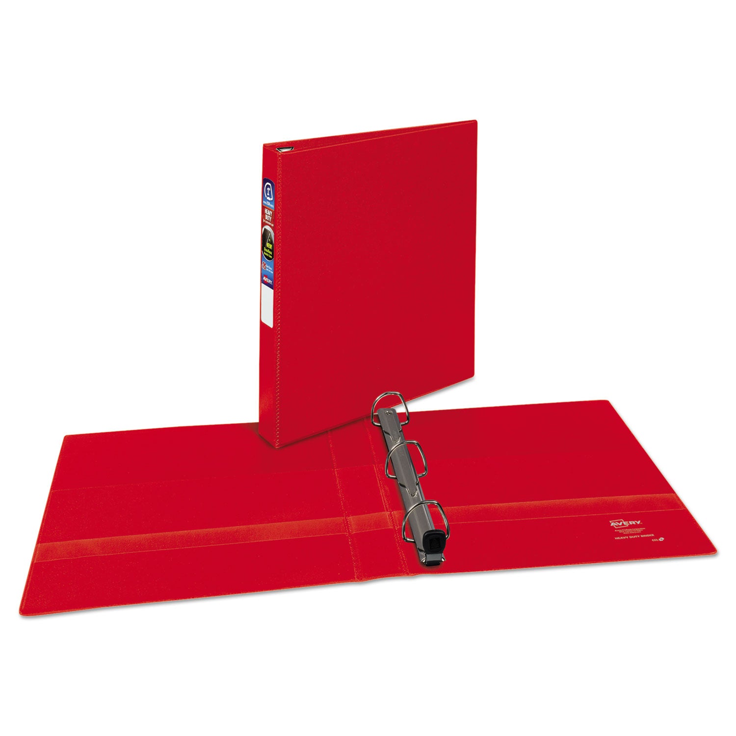 Heavy-Duty Non-View Binder with DuraHinge and One Touch EZD Rings, 3 Rings, 1" Capacity, 11 x 8.5, Red - 