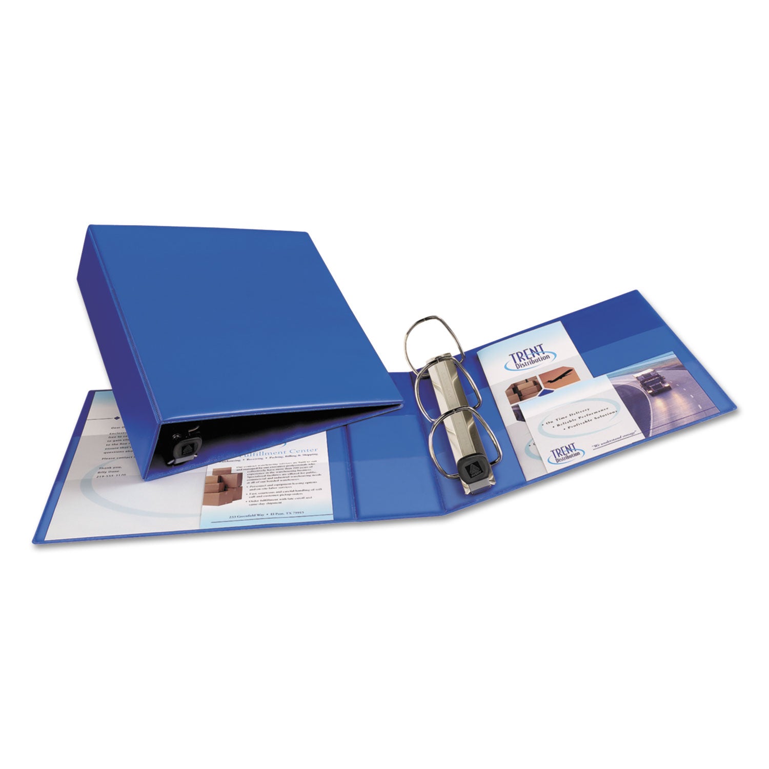 Heavy-Duty Non-View Binder with DuraHinge and Locking One Touch EZD Rings, 3 Rings, 3" Capacity, 11 x 8.5, Blue - 