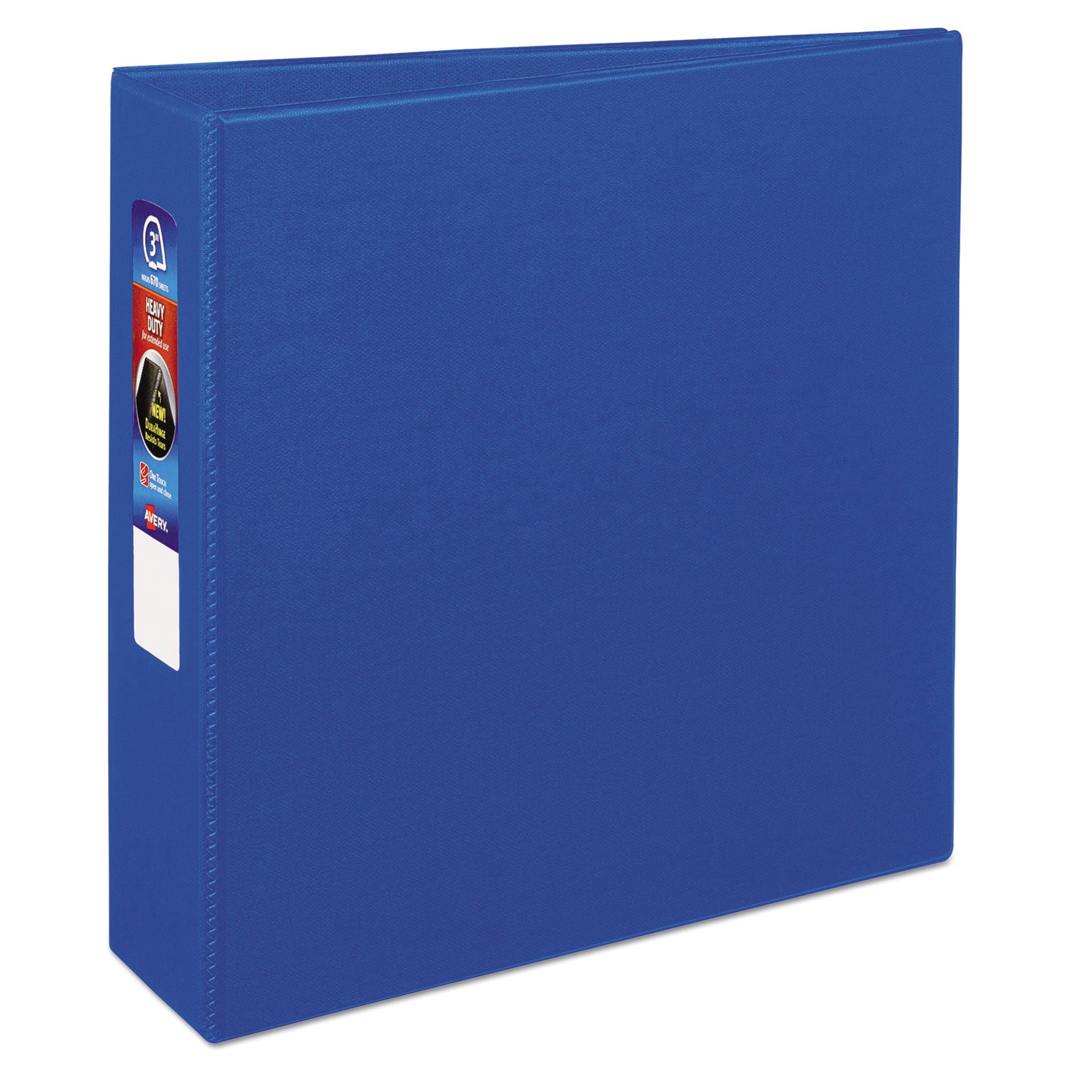 Heavy-Duty Non-View Binder with DuraHinge and Locking One Touch EZD Rings, 3 Rings, 3" Capacity, 11 x 8.5, Blue - 