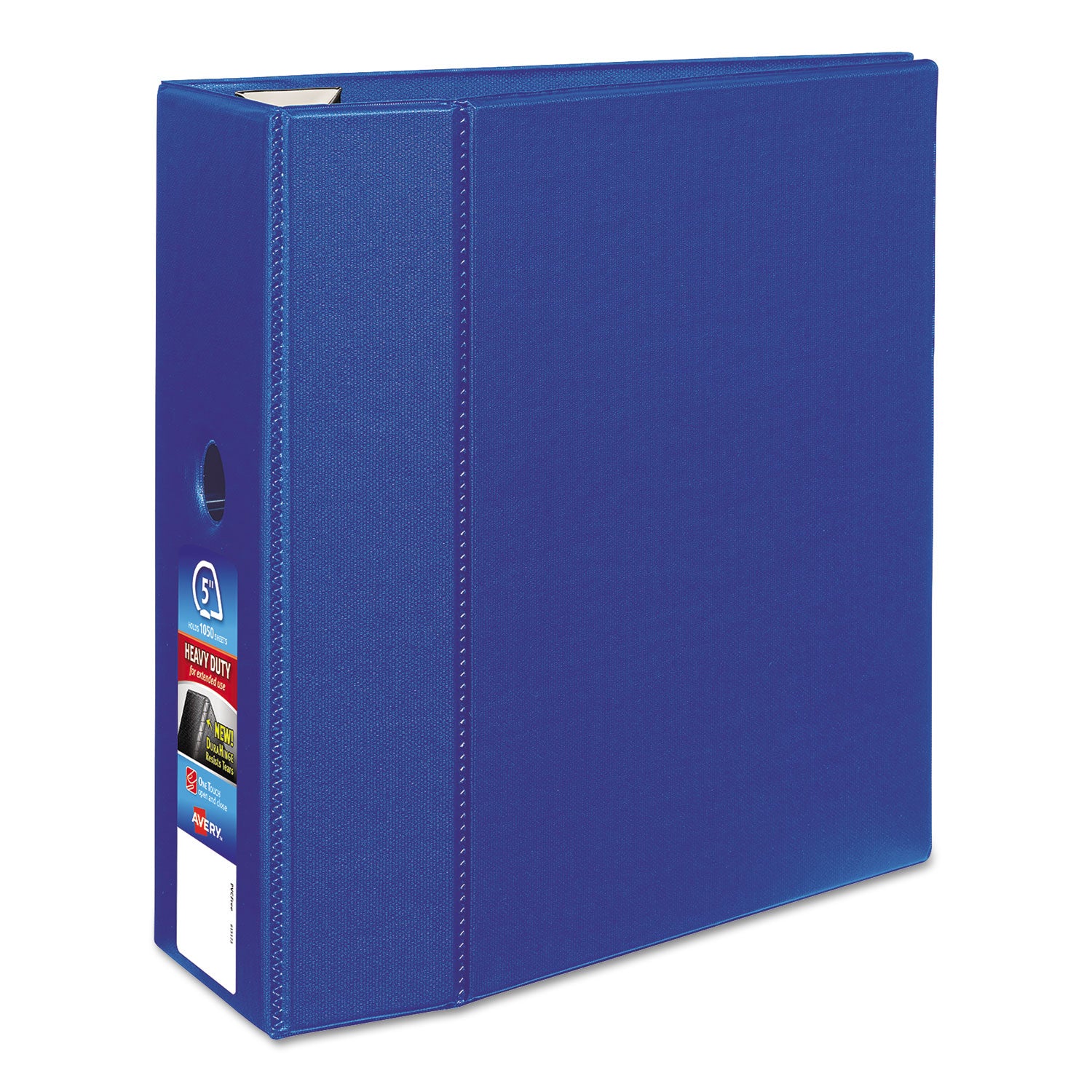 Heavy-Duty Non-View Binder with DuraHinge, Locking One Touch EZD Rings and Thumb Notch, 3 Rings, 5" Capacity, 11 x 8.5, Blue - 