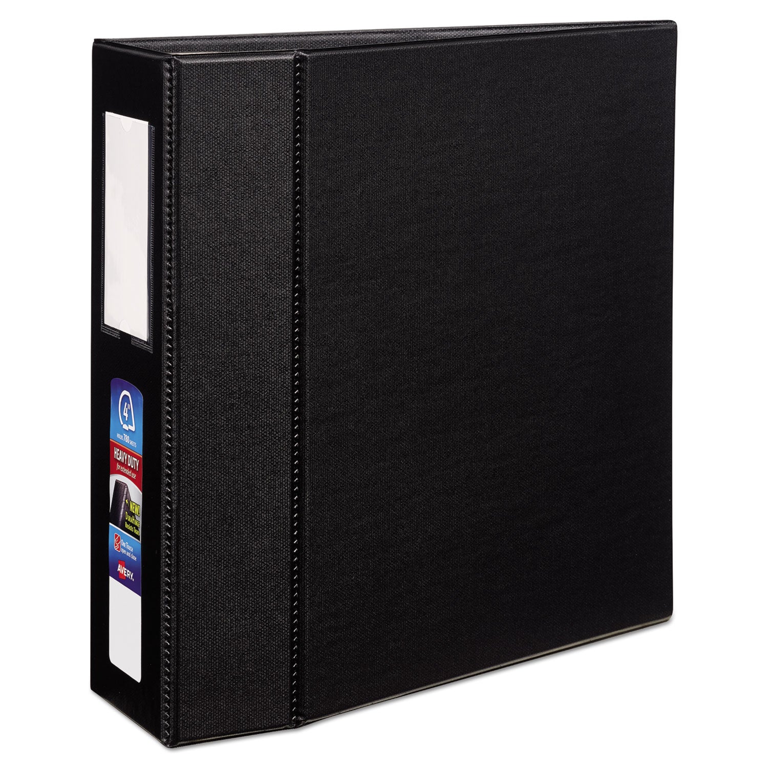 Heavy-Duty Non-View Binder with DuraHinge, Three Locking One Touch EZD Rings and Spine Label, 4" Capacity, 11 x 8.5, Black - 