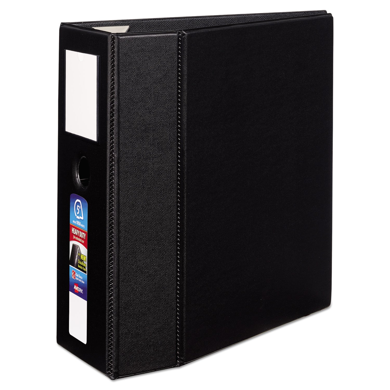 Heavy-Duty Non-View Binder, DuraHinge, Three Locking One Touch EZD Rings, Spine Label, Thumb Notch, 5" Cap, 11 x 8.5, Black - 