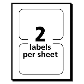Flexible Adhesive Name Badge Labels, 3.38 x 2.33, White/Blue Border, 40/Pack