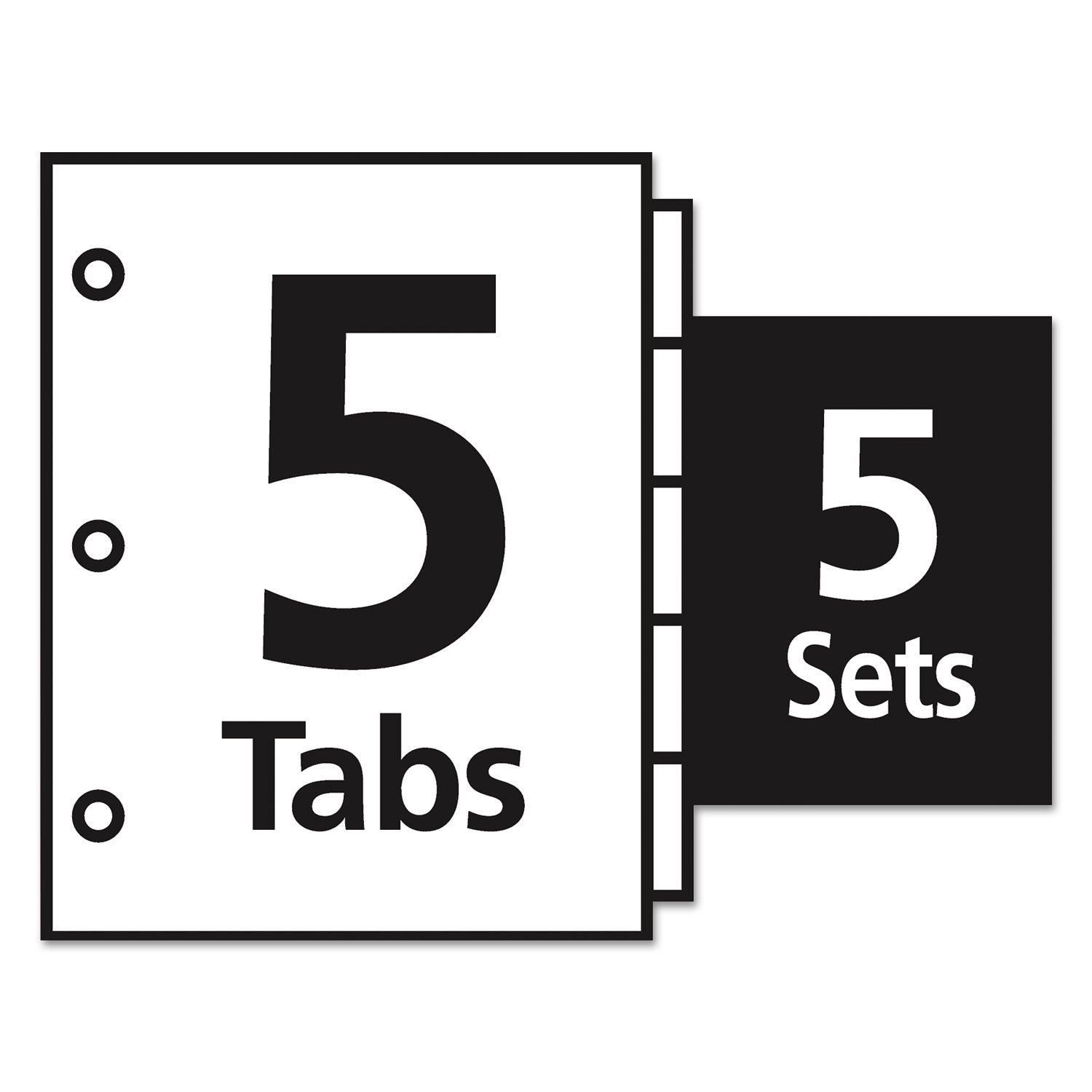 Index Dividers with White Labels, 5-Tab, 11 x 8.5, White, 5 Sets - 
