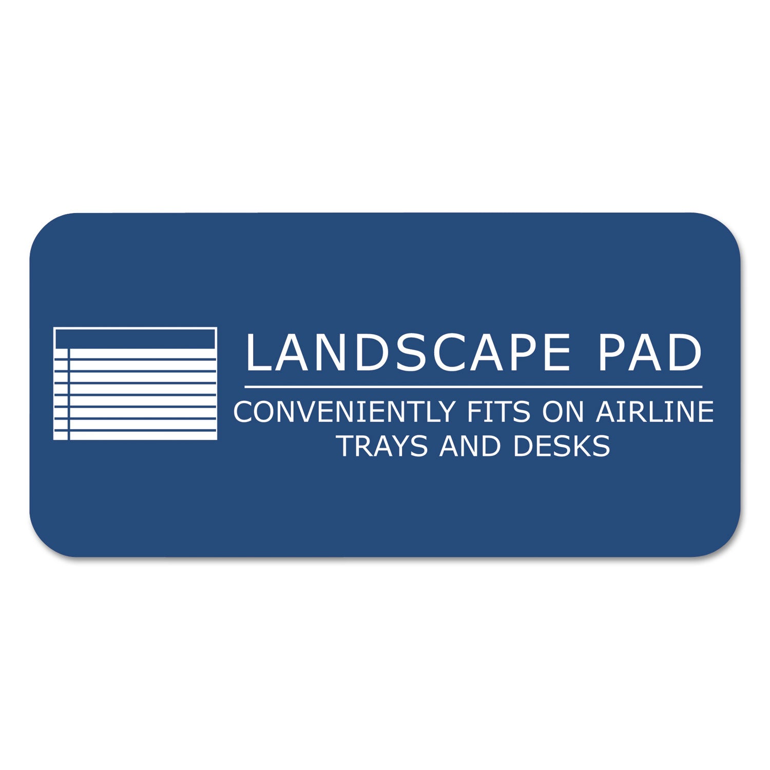 WIDE Landscape Format Writing Pad, Unpunched with Standard Back, Medium/College Rule, 40 White 11 x 9.5 Sheets - 