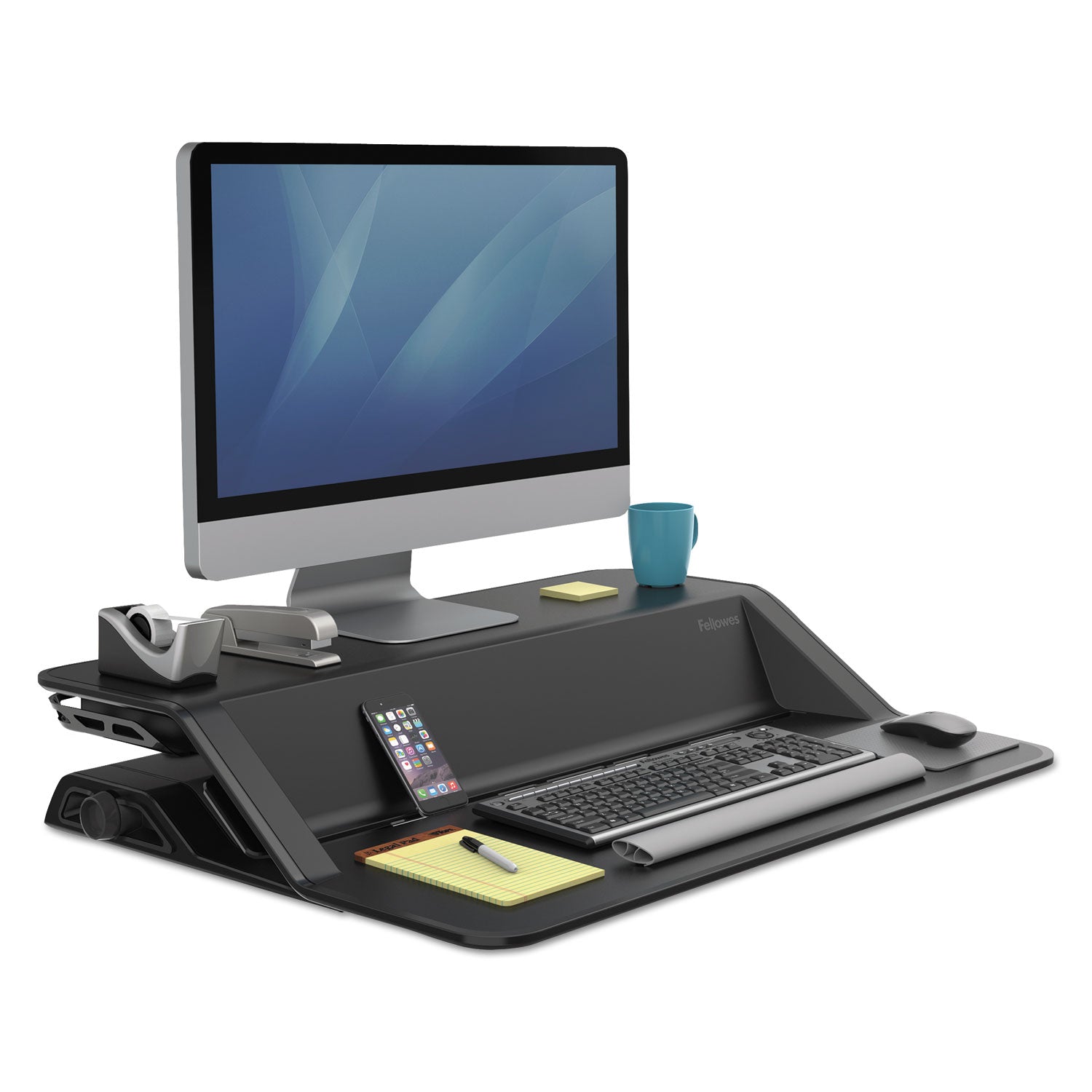 Lotus Sit-Stands Workstation, 32.75" x 24.25" x 5.5" to 22.5", Black - 4
