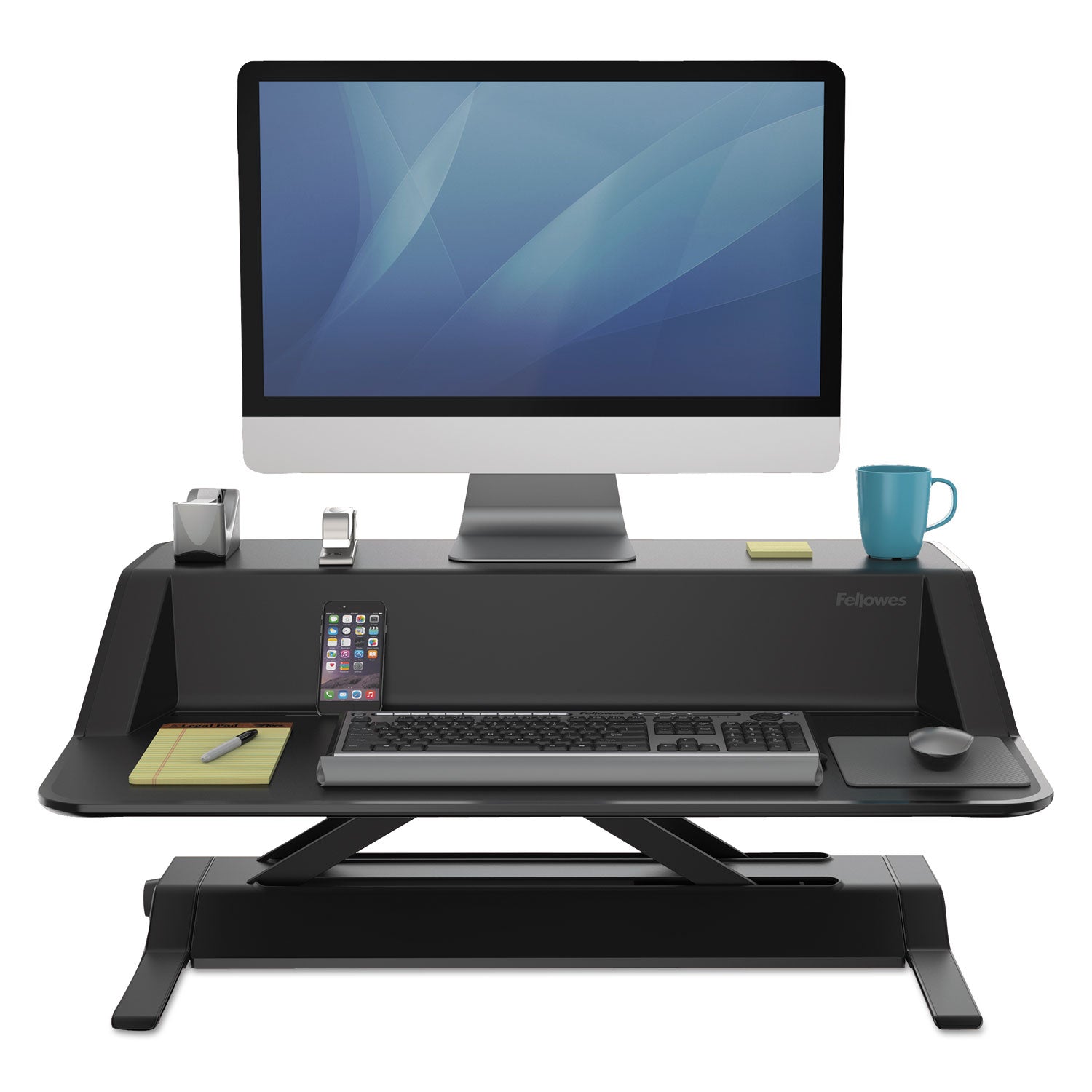 Lotus Sit-Stands Workstation, 32.75" x 24.25" x 5.5" to 22.5", Black - 6