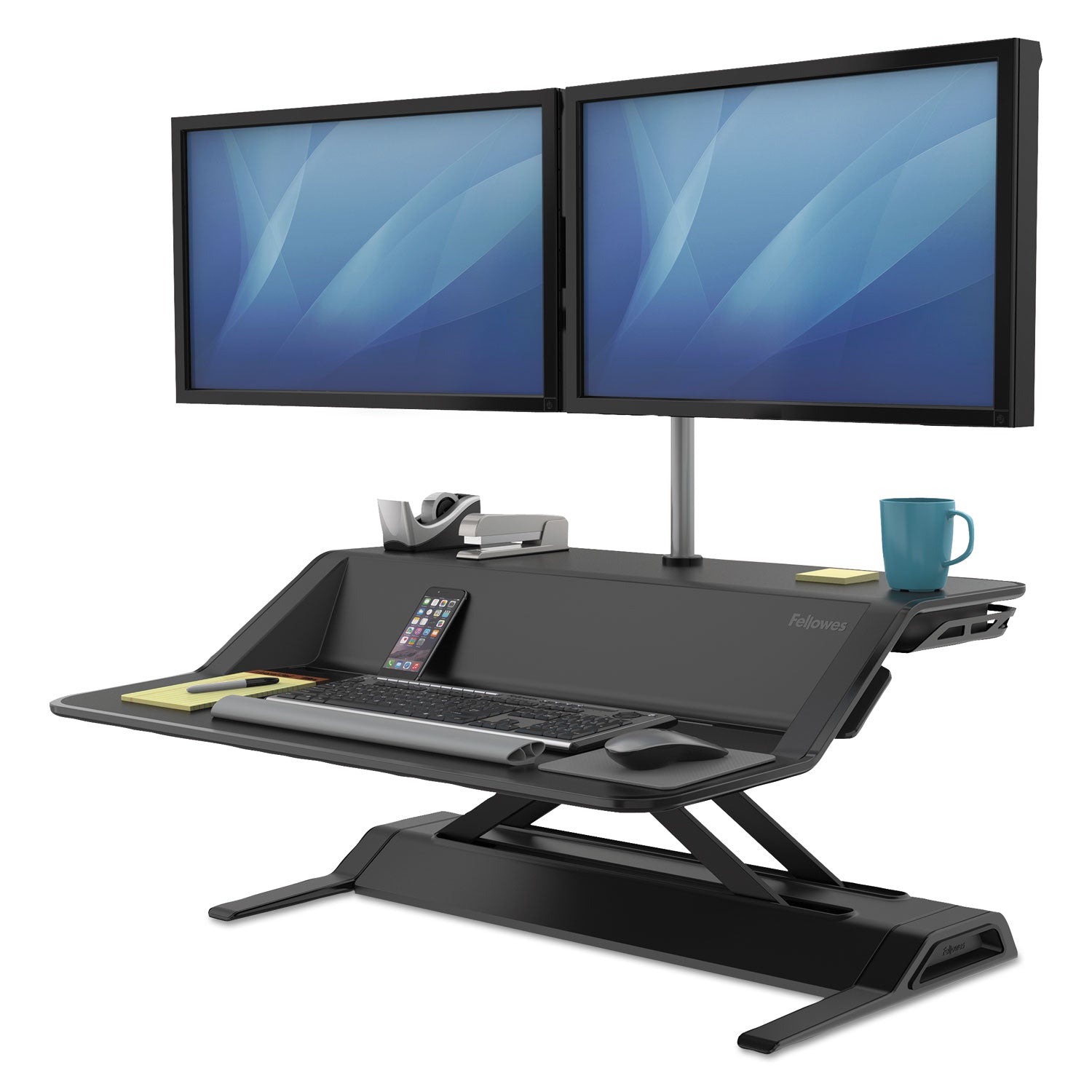 Lotus Sit-Stands Workstation, 32.75" x 24.25" x 5.5" to 22.5", Black - 7