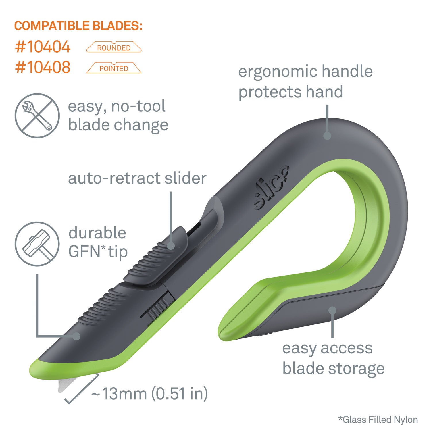 box-cutters-double-sided-replaceable-129-stainless-steel-blade-7-nylon-handle-gray-green_sli10503 - 2