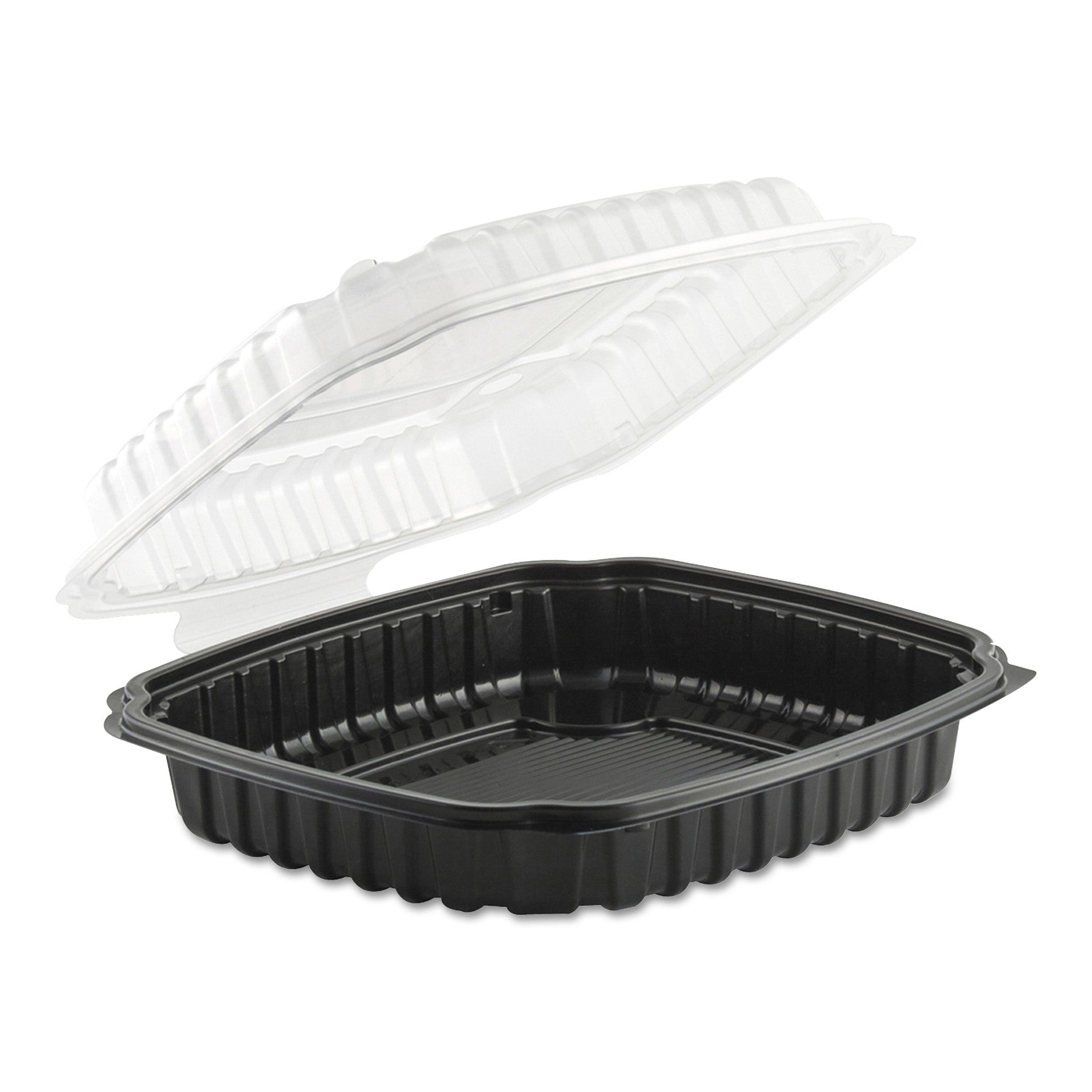 culinary-basics-microwavable-container-36-oz-9-x-9-x-25-clear-black-plastic-100-carton_anz4669911 - 1