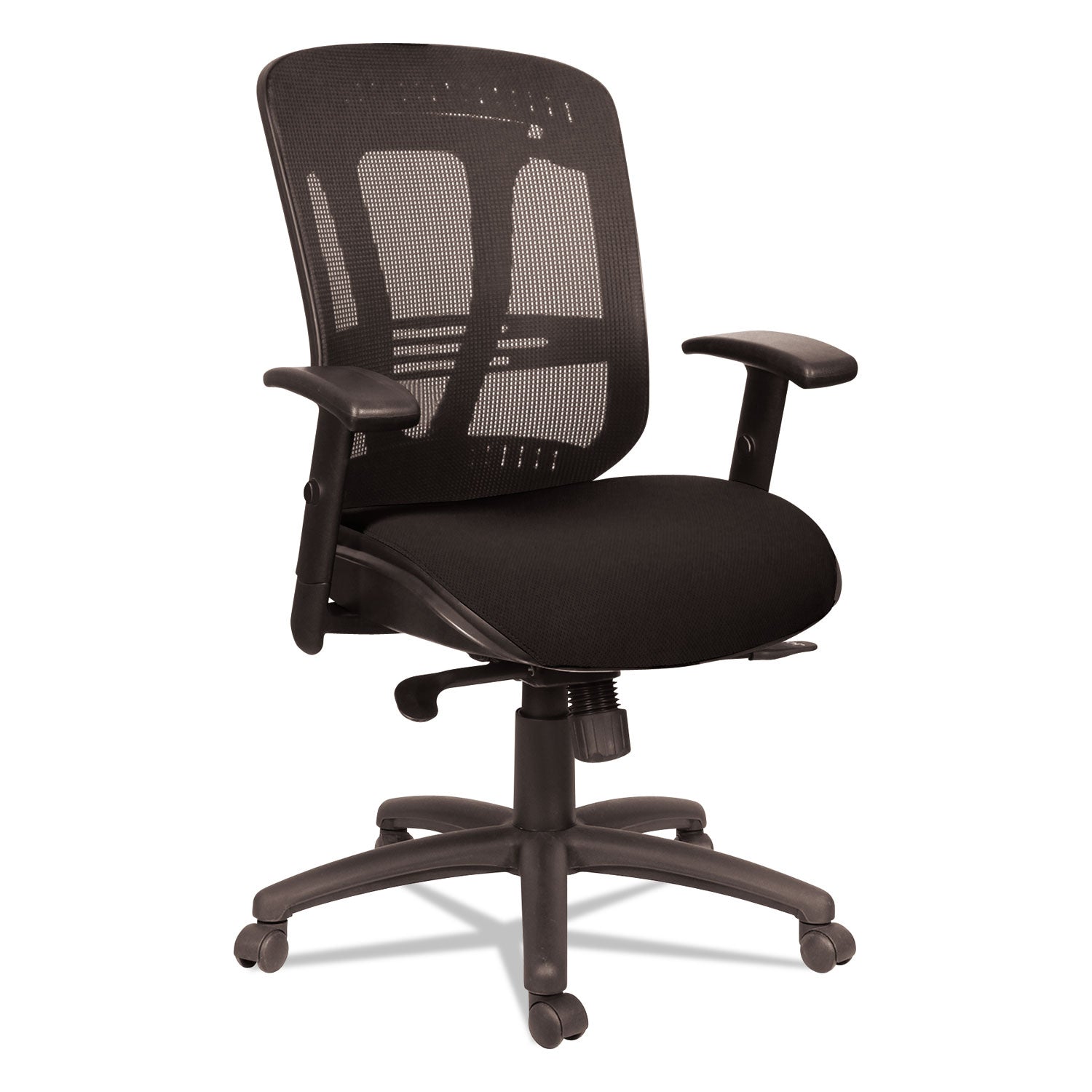 Alera Eon Series Multifunction Mid-Back Cushioned Mesh Chair, Supports Up to 275 lb, 18.11" to 21.37" Seat Height, Black - 