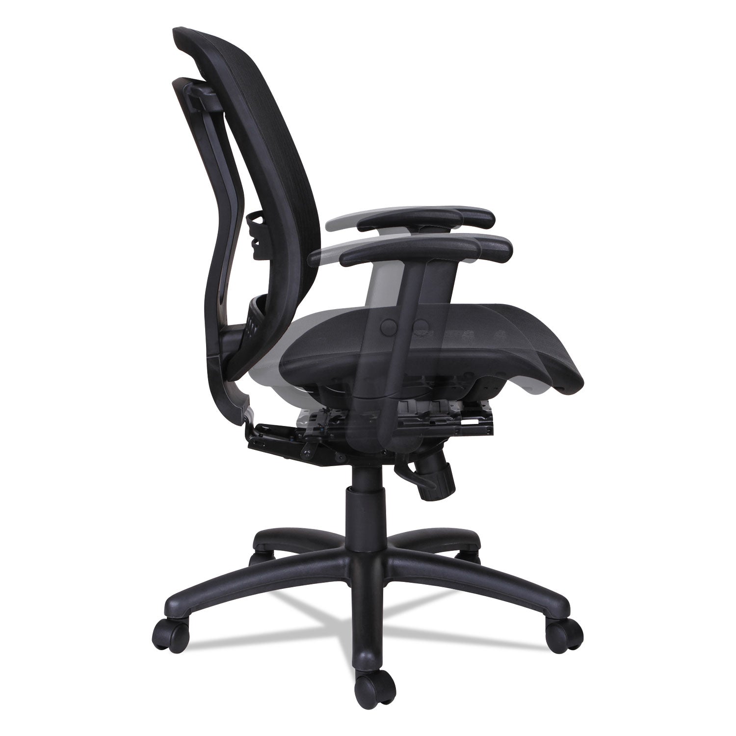 Alera Eon Series Multifunction Mid-Back Suspension Mesh Chair, Supports Up to 275 lb, 17.51" to 21.25" Seat Height, Black - 