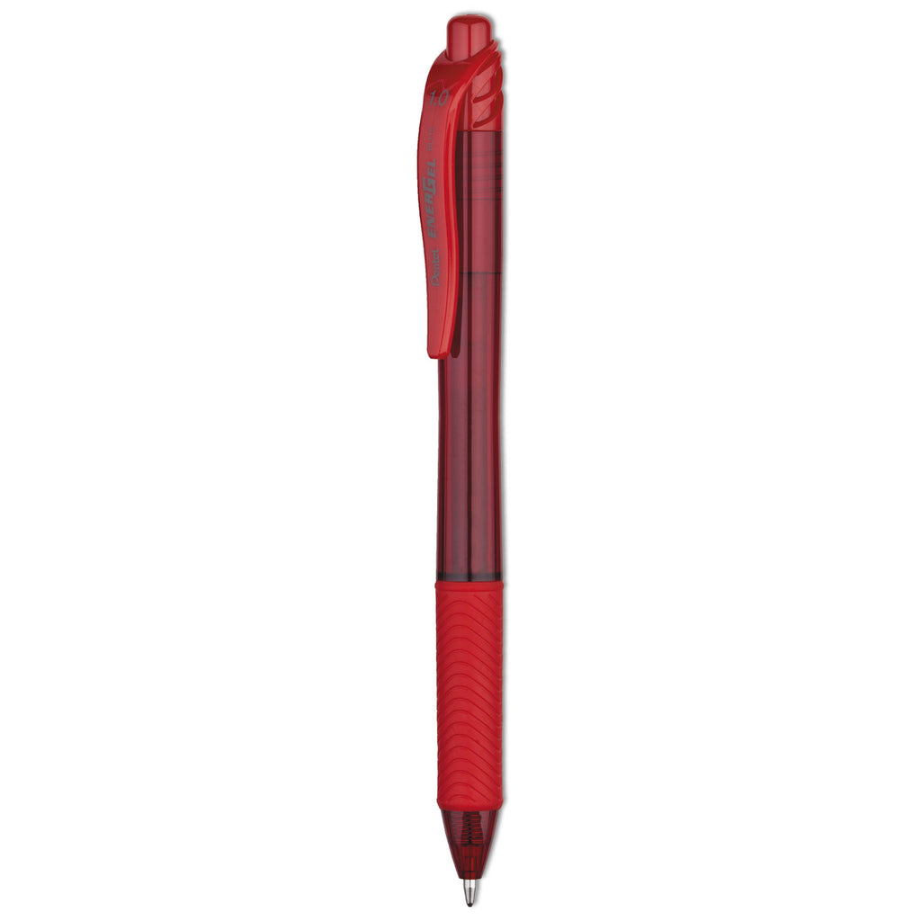 EnerGel-X Gel Pen, Retractable, Bold 1 mm, Red Ink, Translucent Red/Red Barrel, Dozen - 