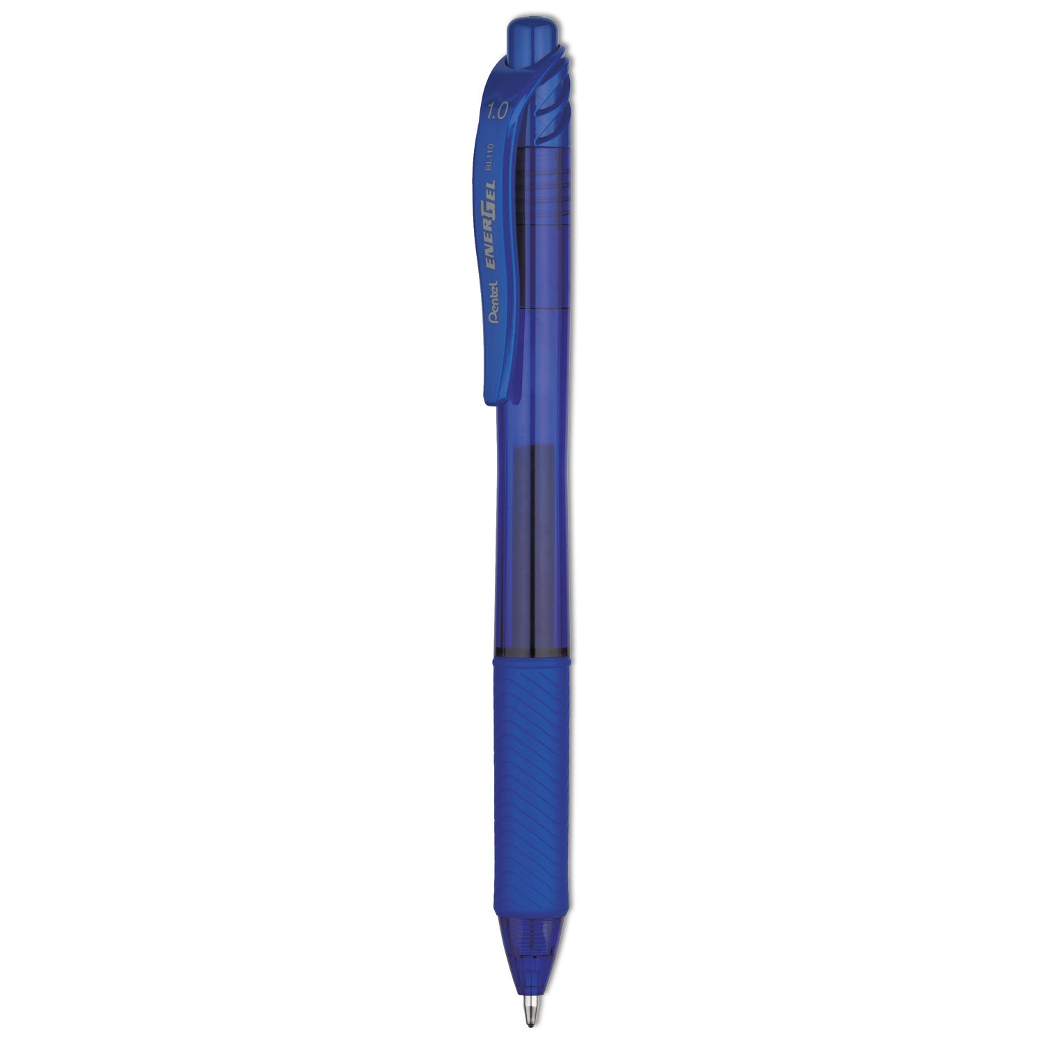 EnerGel-X Gel Pen, Retractable, Bold 1 mm, Blue Ink, Translucent Blue/Blue Barrel, Dozen - 