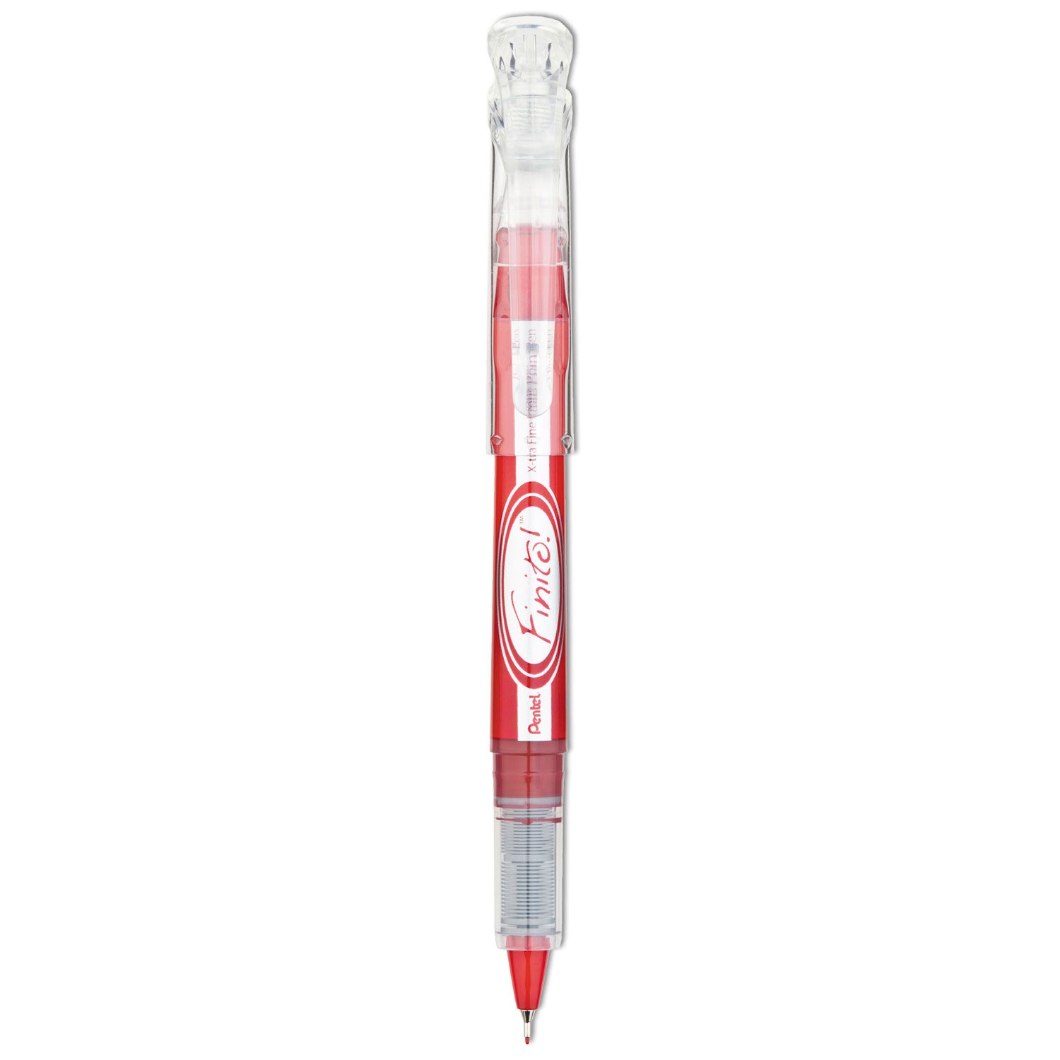 Finito! Porous Point Pen, Stick, Extra-Fine 0.4 mm, Red Ink, Red/Silver/Clear Barrel - 