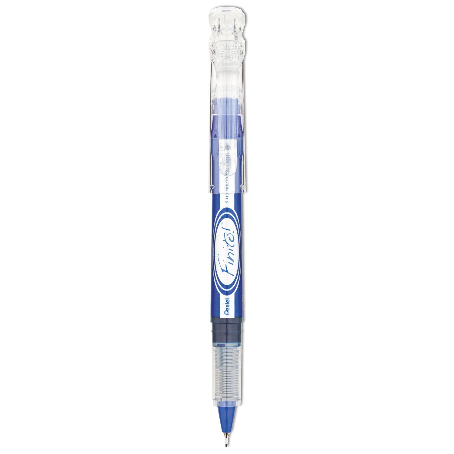 Finito! Porous Point Pen, Stick, Extra-Fine 0.4 mm, Blue Ink, Blue/Silver/Clear Barrel - 